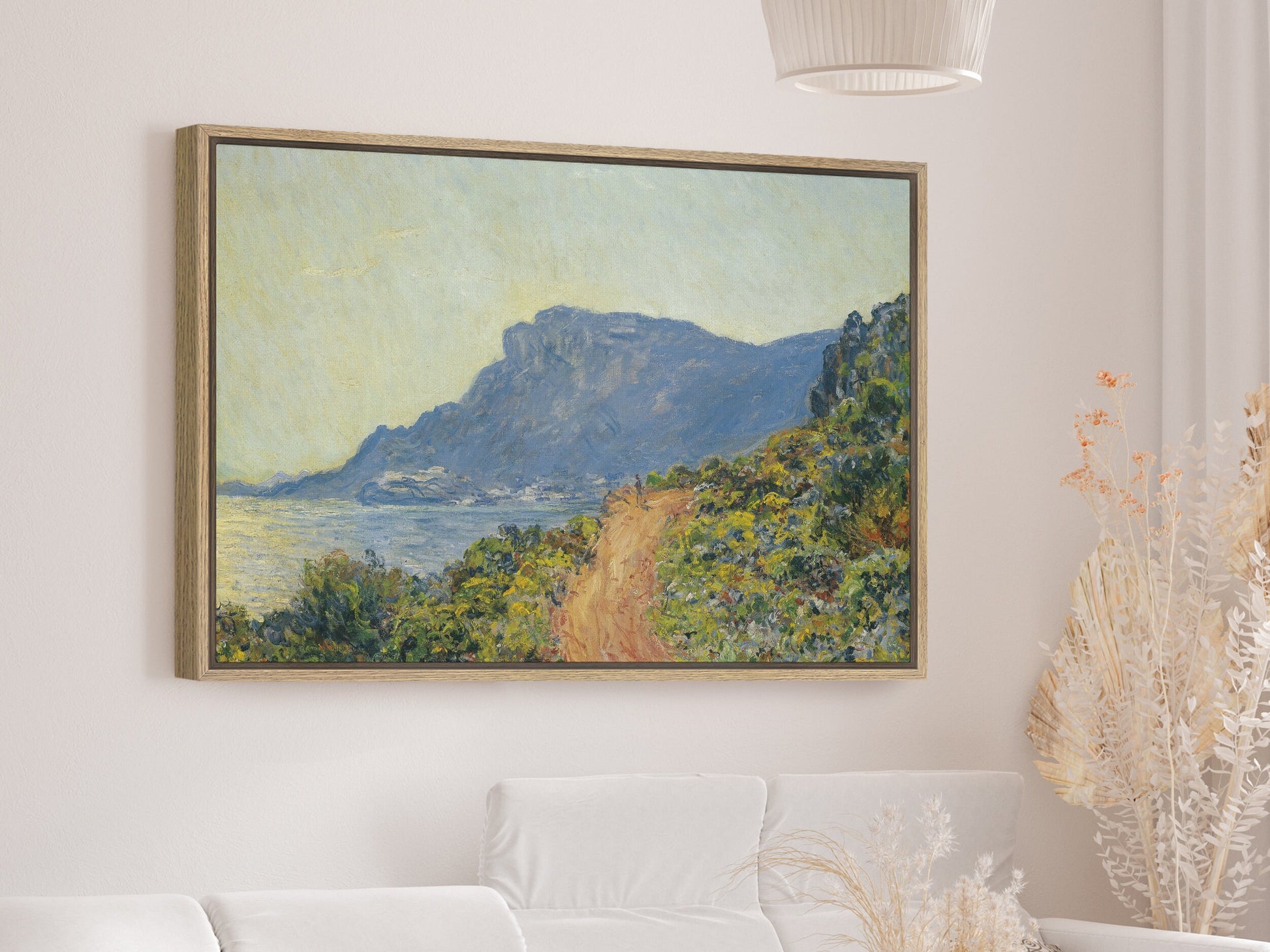 EasySuger Claude Monet Wall Art | La Corniche near Monaco 1884 | Framed Canvas Wall Art with hanging kit