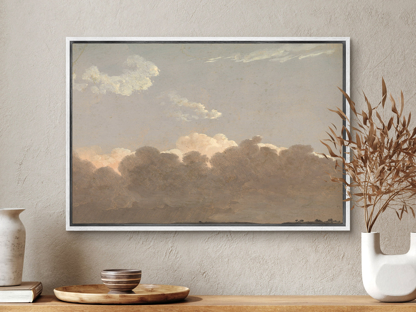 EasySuger Oil Painting Landscape Wall Art, Cloud Study Nature Framed Large Gallery Art, Minimalist Art Ready to Hang (with hanging kit)