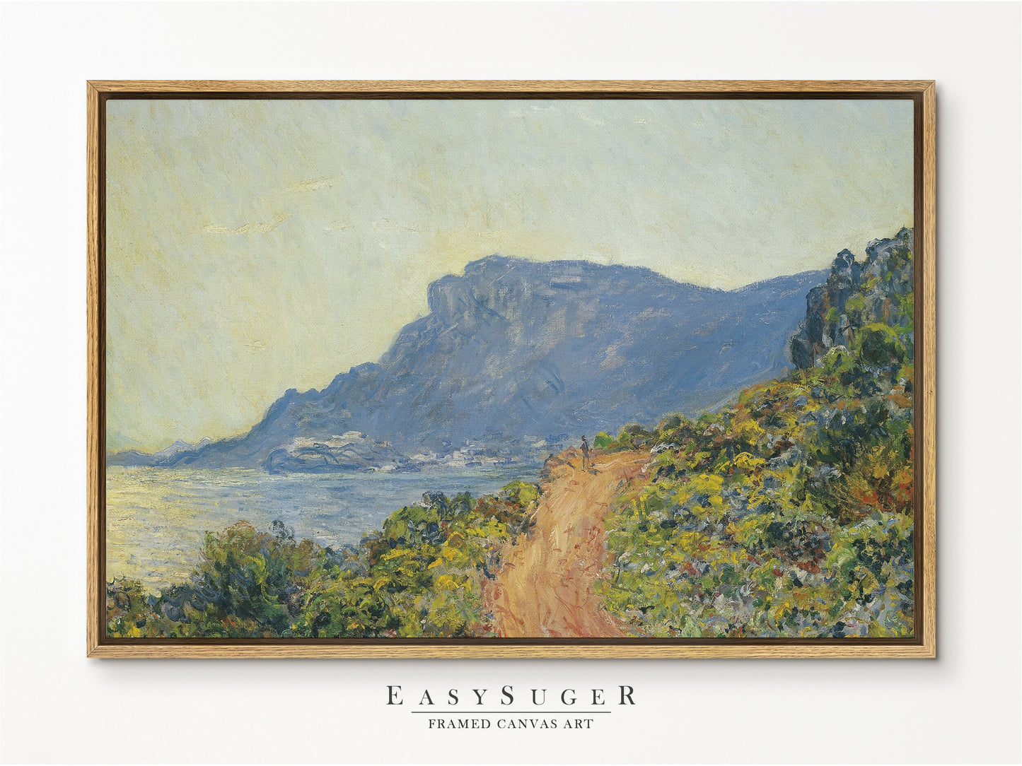 EasySuger Claude Monet Wall Art | La Corniche near Monaco 1884 | Framed Canvas Wall Art with hanging kit