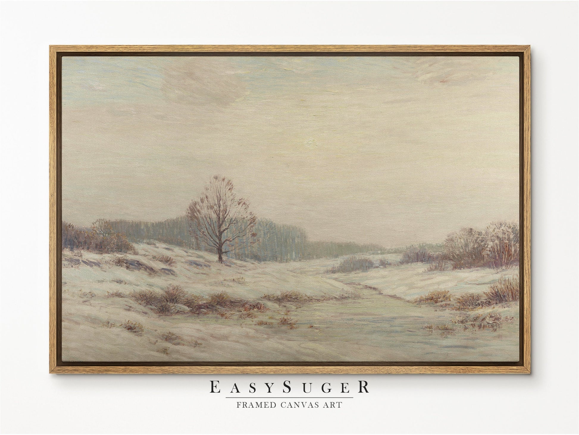 EasySuger Winter Landscape Wall Art, Nature Framed Large Gallery Art, Minimalist Art Ready to Hang (with hanging kit)