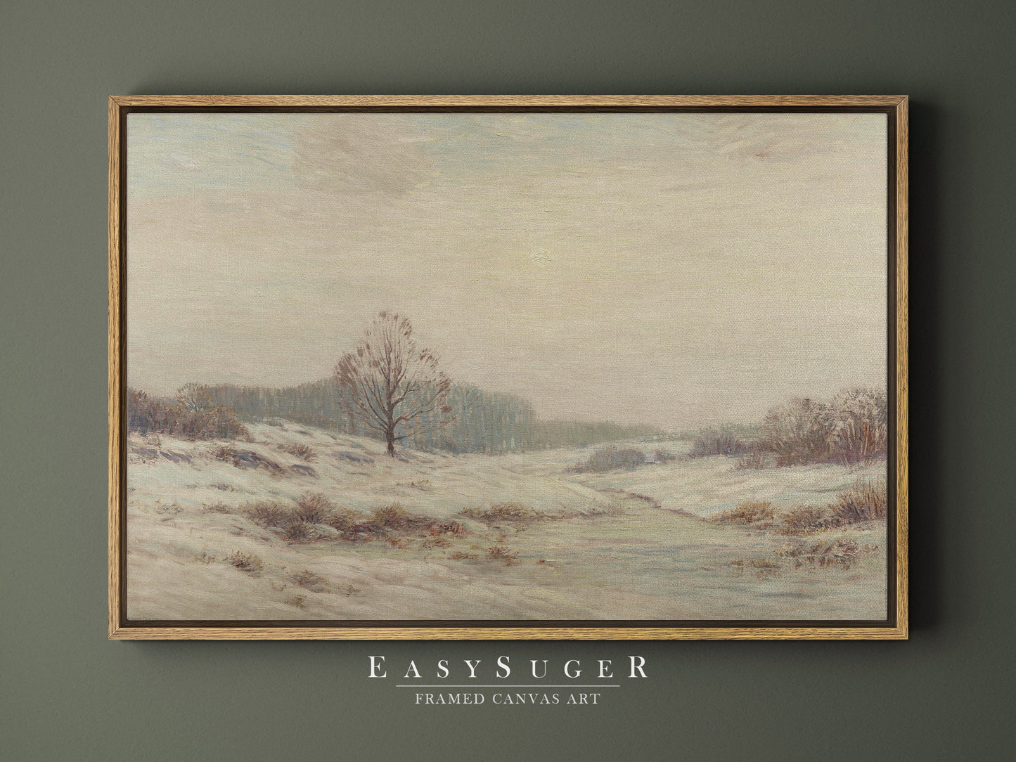 EasySuger Winter Landscape Wall Art, Nature Framed Large Gallery Art, Minimalist Art Ready to Hang (with hanging kit)