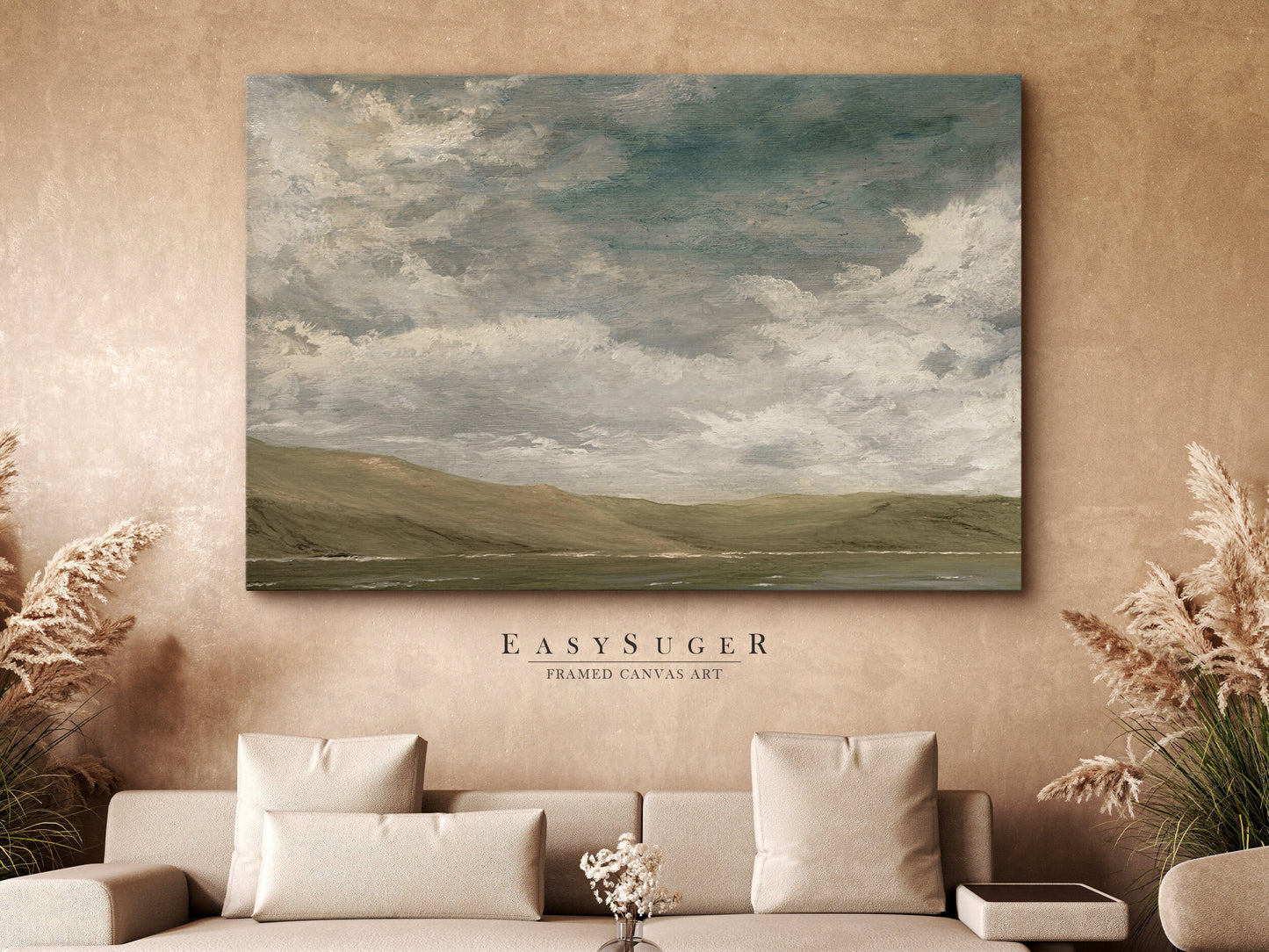 EasySuger minimalism Landscape Wall Art, Nature Framed Large Gallery Art, Minimalist Art Ready to Hang (with hanging kit) | VTG1