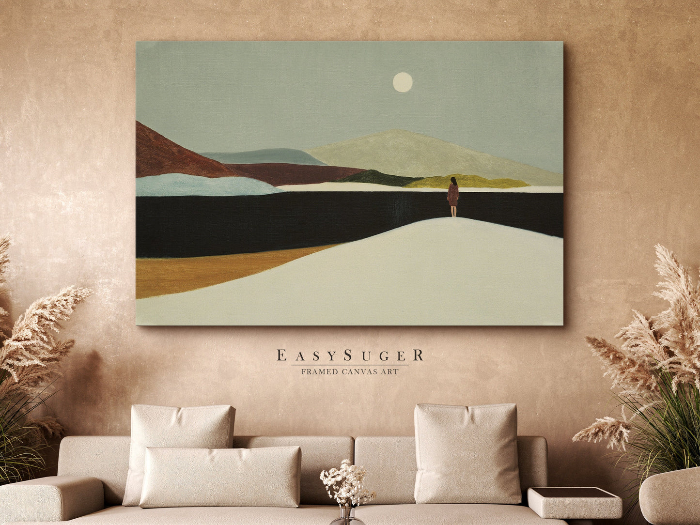 EasySuger Oil Painting Landscape Wall Art, Nature Framed Large Gallery Art, Minimalist Art Ready to Hang | MN32