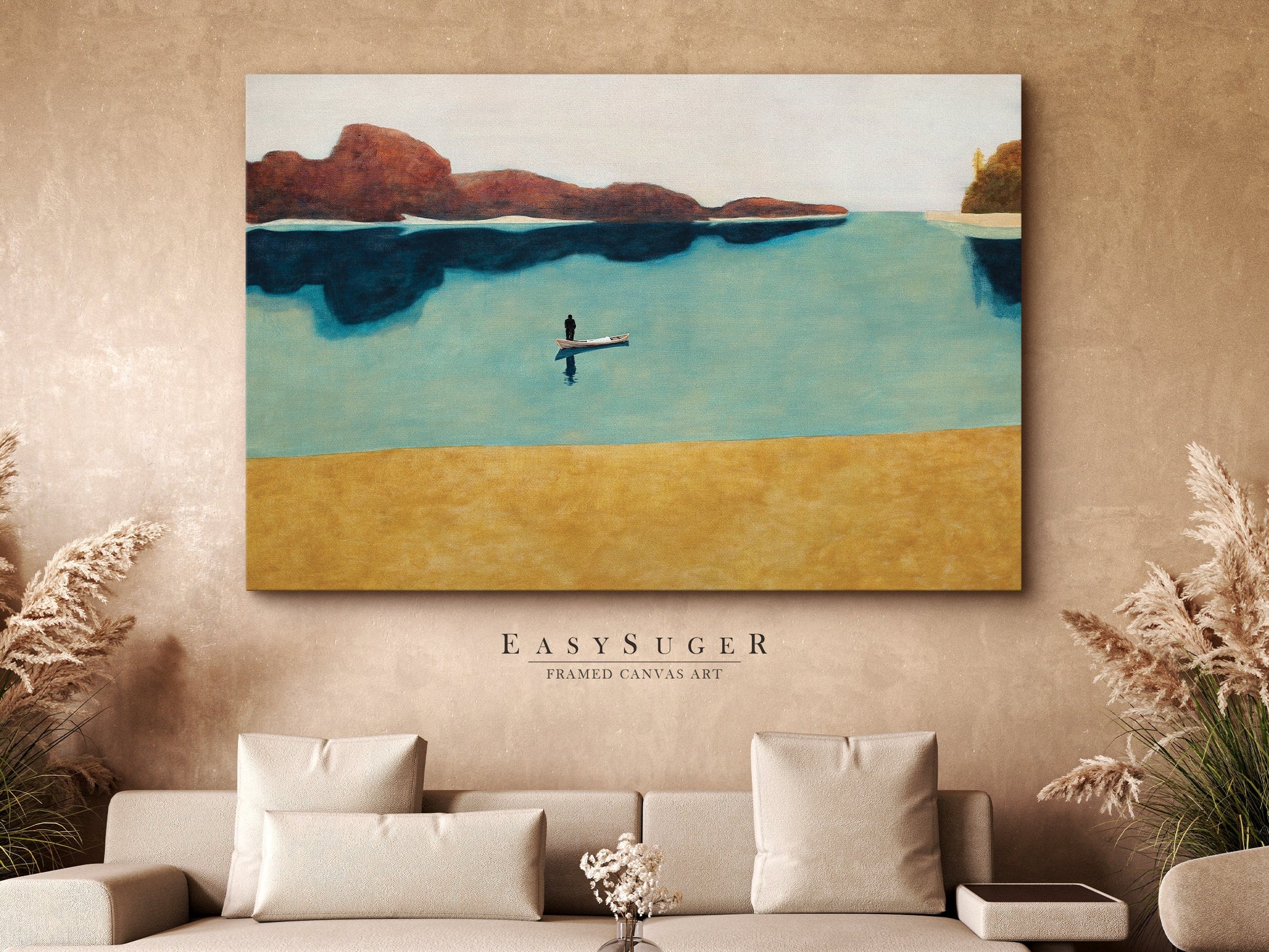 EasySuger Minimalist Landscape Wall Art, Snowfiled Framed Large Gallery Art, Minimalist Art Ready to Hang (with hanging kit)