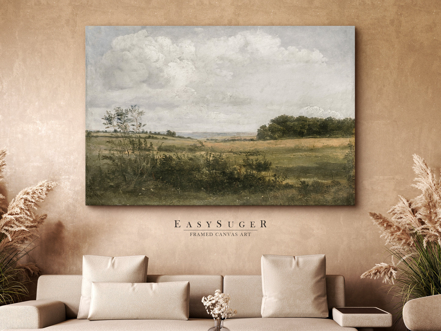 EasySuger Oil Painting Landscape Wall Art, Nature Framed Large Gallery Art, Minimalist Art Ready to Hang (with hanging kit) VT-89