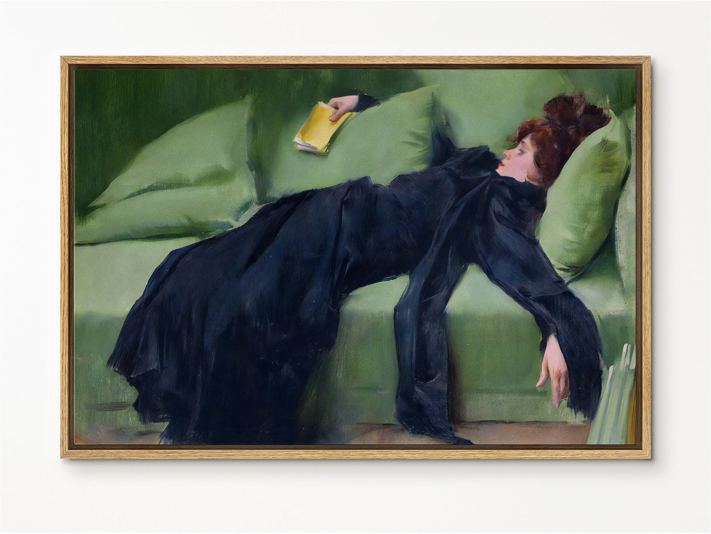 Decadent Girl by Ramon casas | Large Framed Canvas Print with hanging kit GG-56