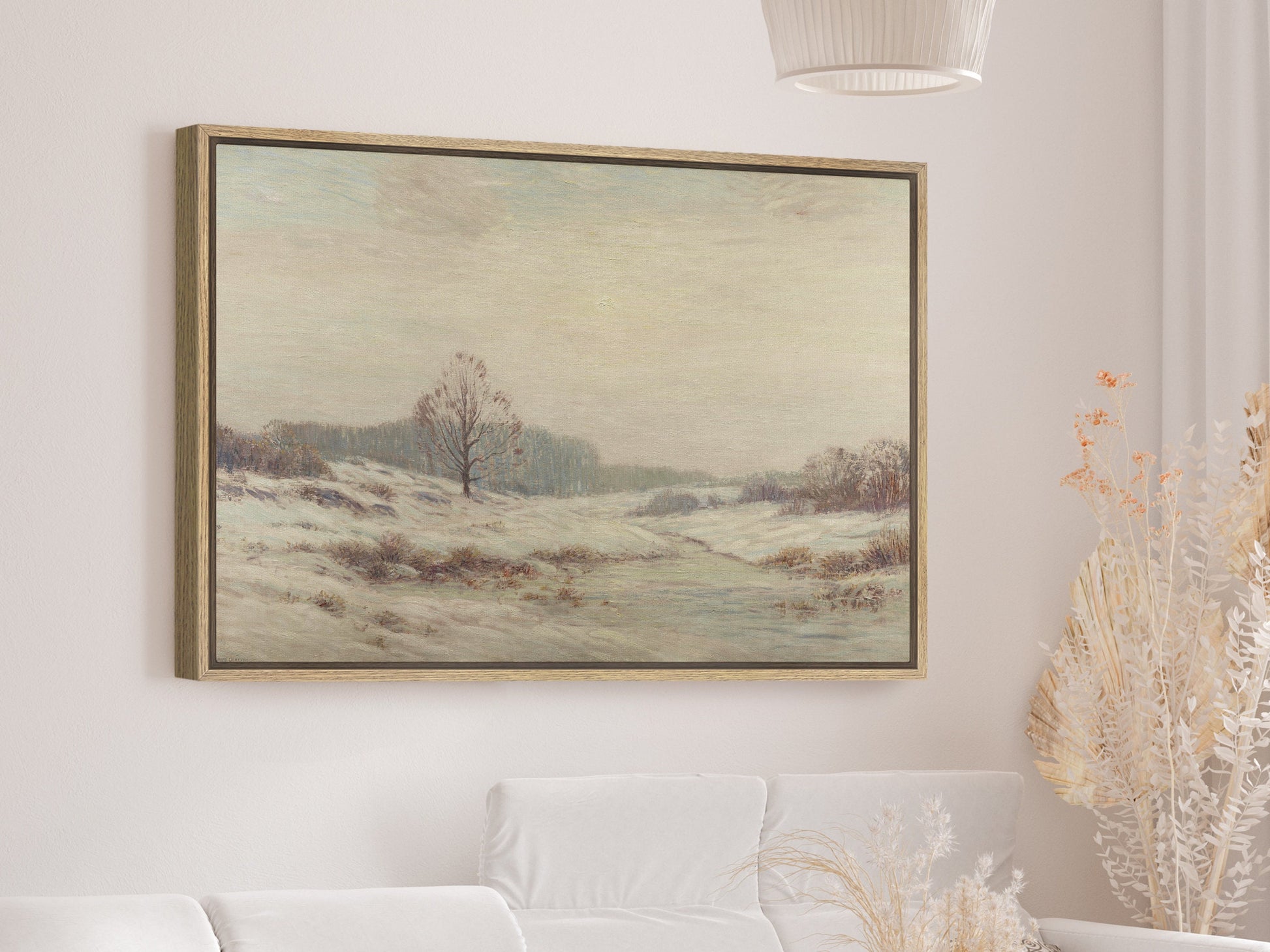 EasySuger Winter Landscape Wall Art, Nature Framed Large Gallery Art, Minimalist Art Ready to Hang (with hanging kit)