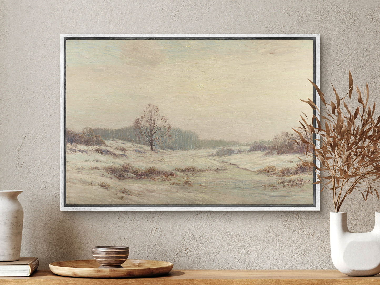 EasySuger Winter Landscape Wall Art, Nature Framed Large Gallery Art, Minimalist Art Ready to Hang (with hanging kit)