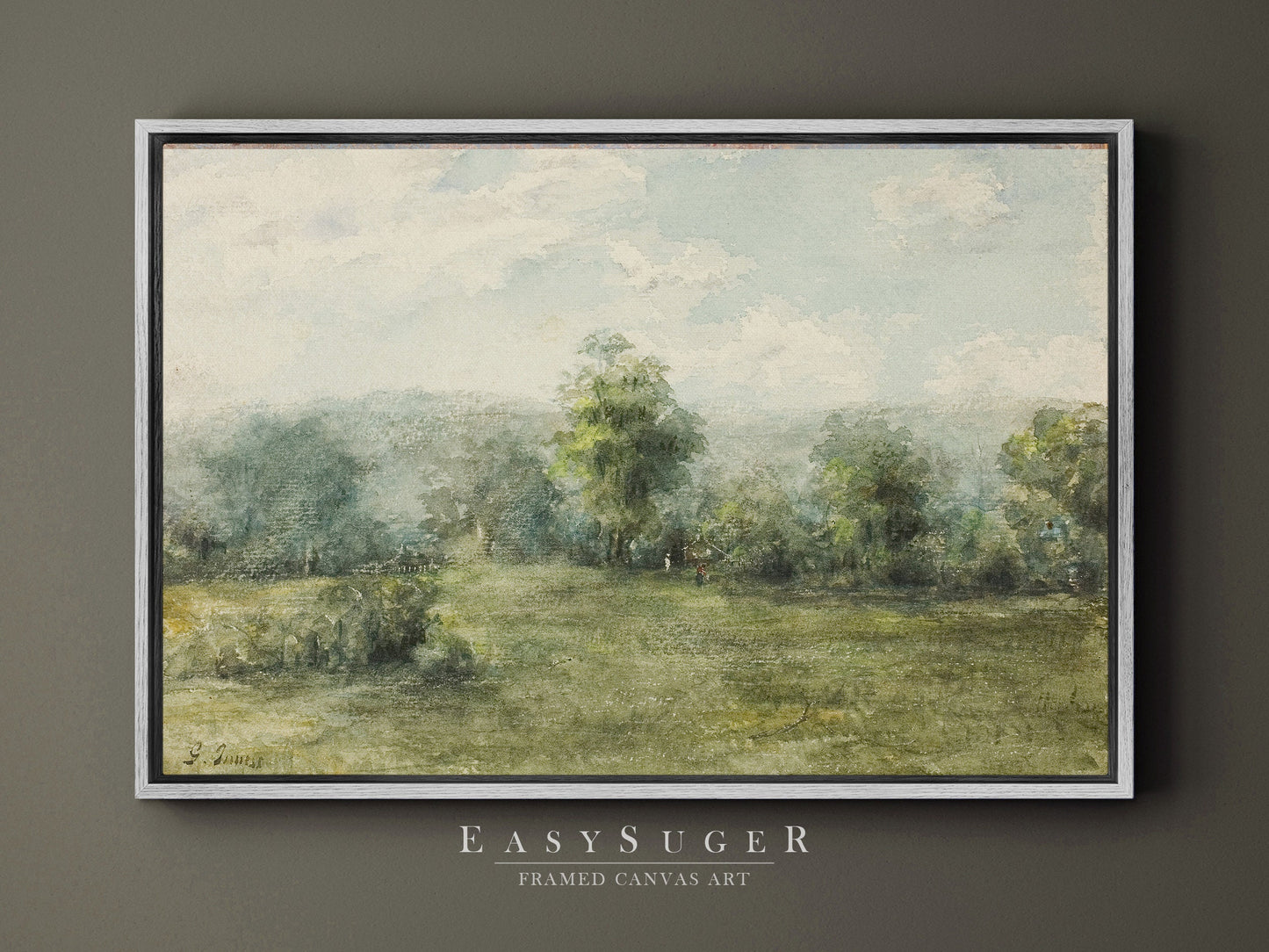 EasySuger Watercolor Landscape Wall Art, Nature Framed Large Gallery Art, Minimalist Art Ready to Hang | OP1