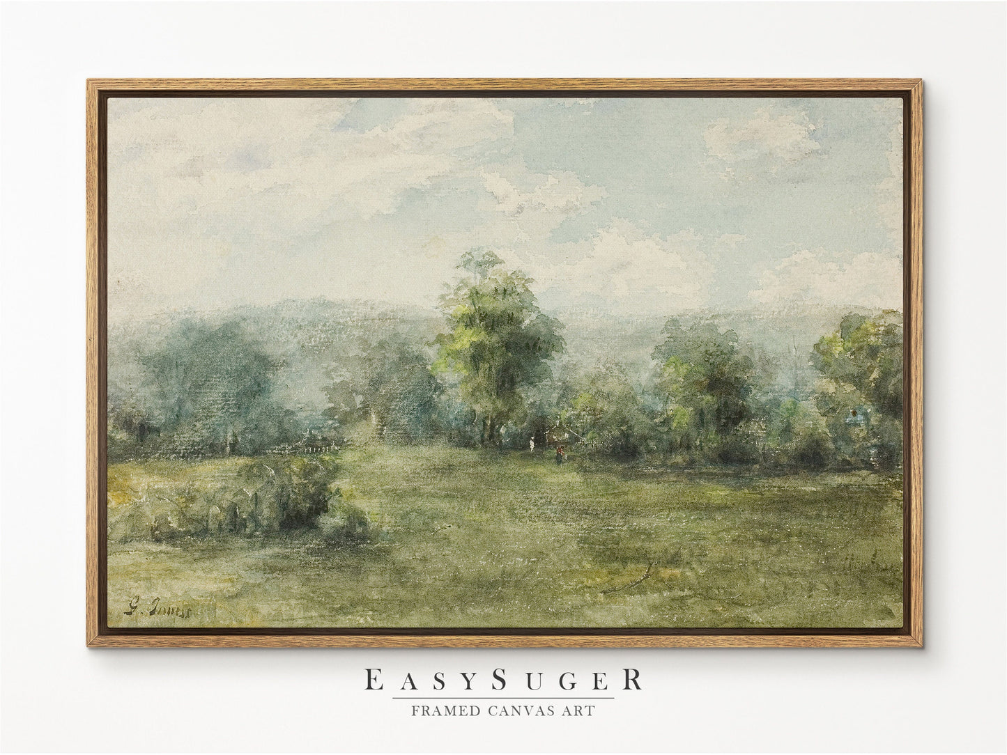 EasySuger Watercolor Landscape Wall Art, Nature Framed Large Gallery Art, Minimalist Art Ready to Hang | OP1