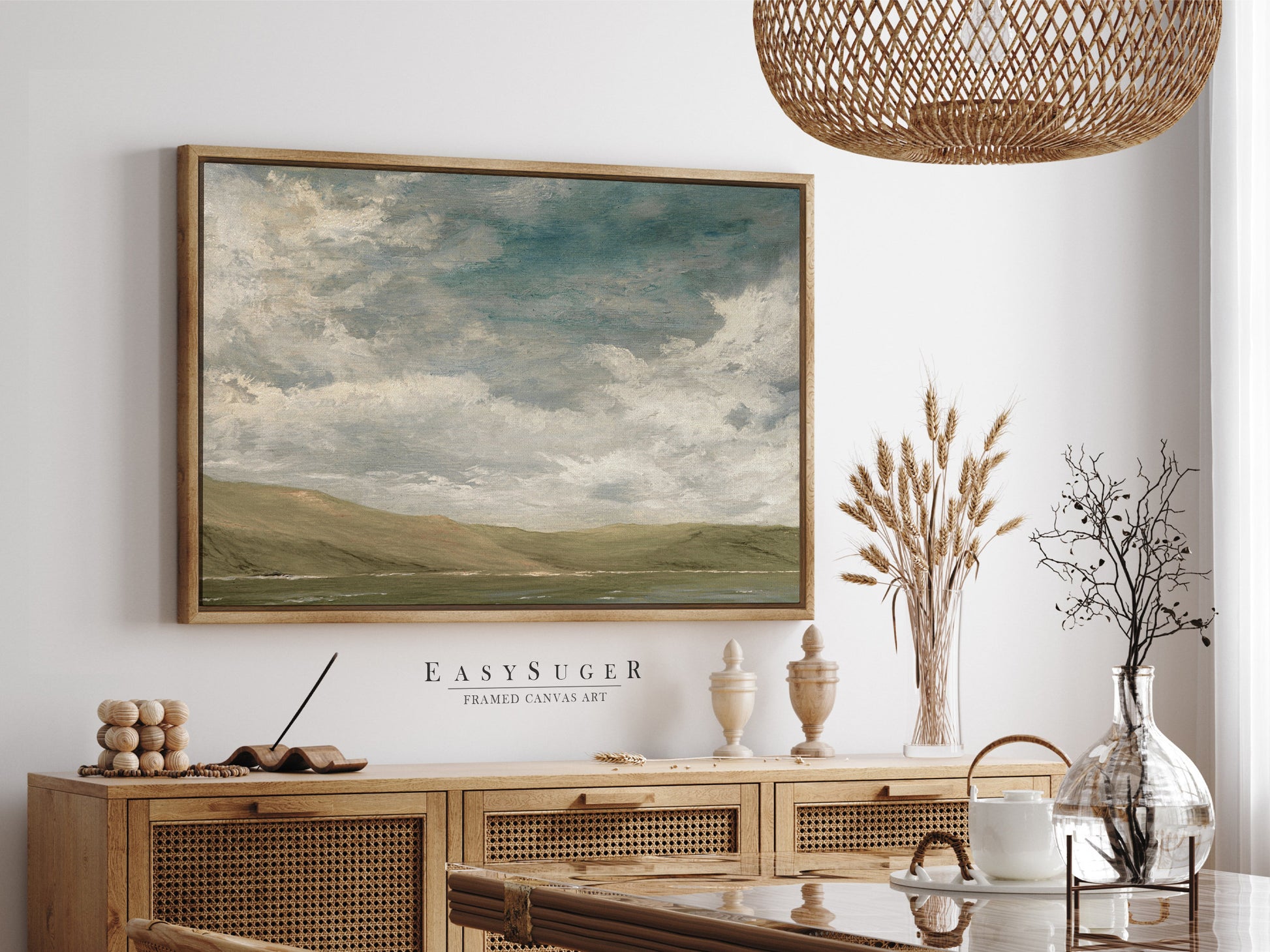 EasySuger minimalism Landscape Wall Art, Nature Framed Large Gallery Art, Minimalist Art Ready to Hang (with hanging kit) | VTG1