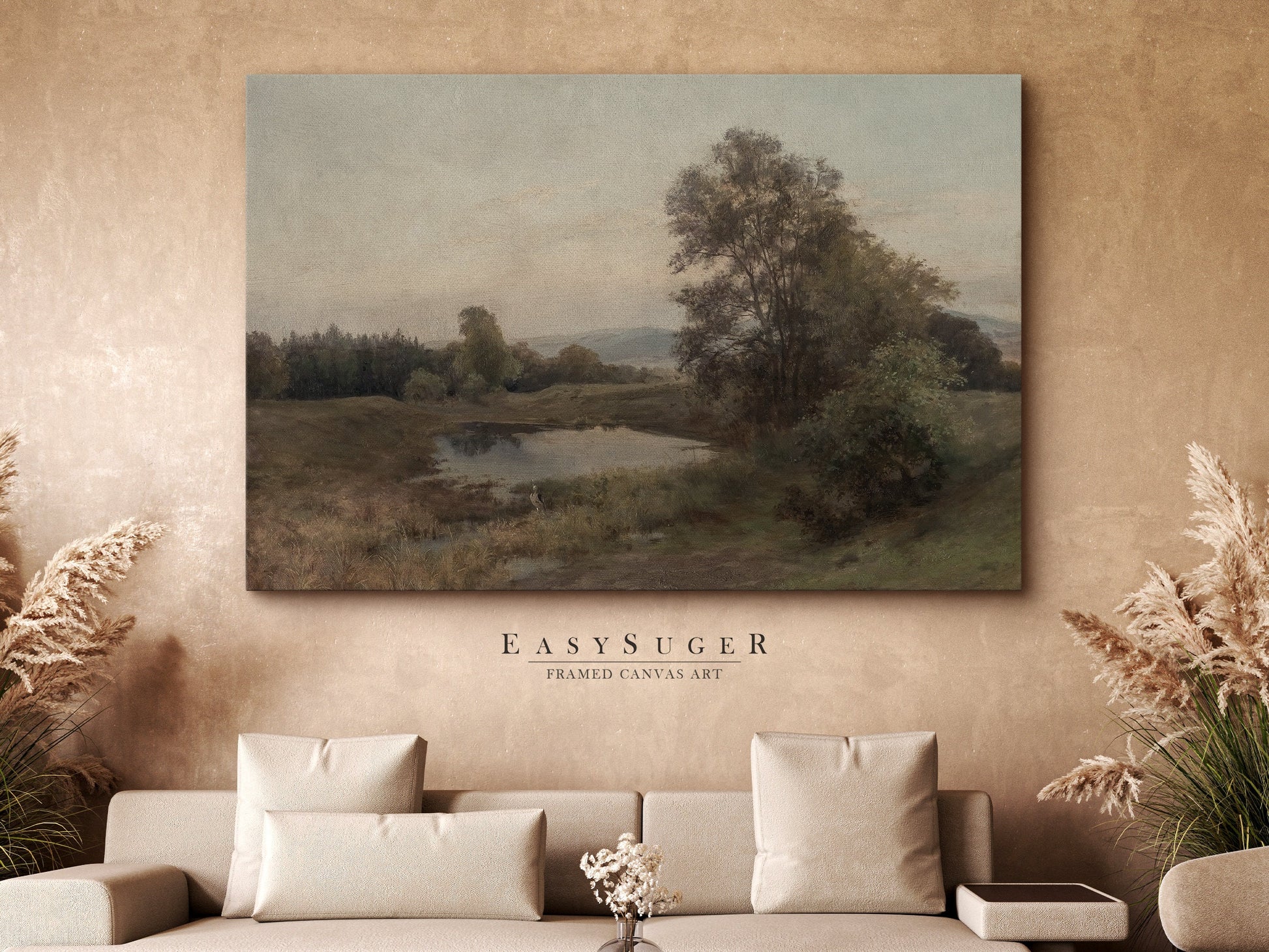 EasySuger Oil Painting Landscape Wall Art, Nature Framed Large Gallery Art, Minimalist Art Ready to Hang | LS26