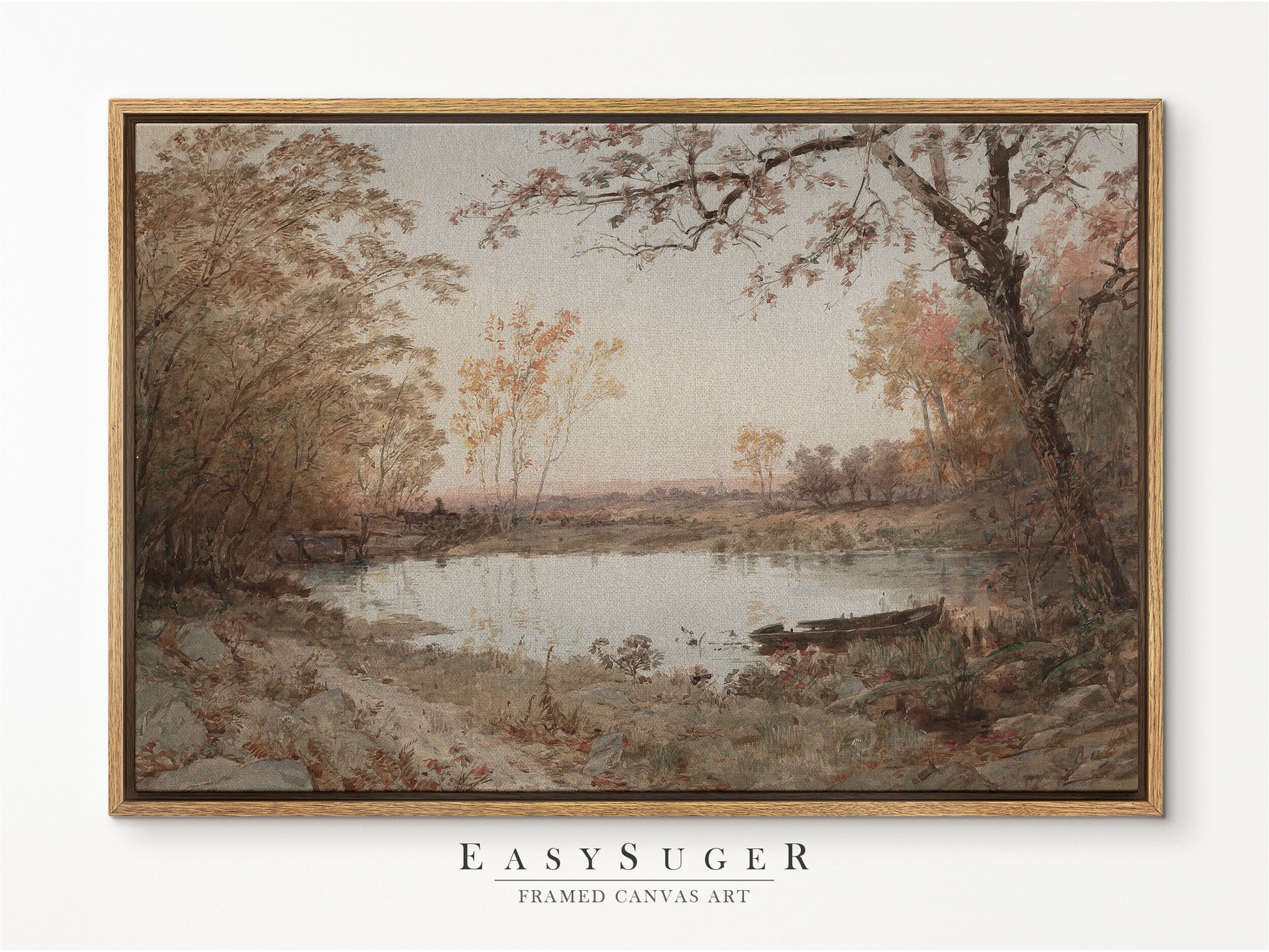 EasySuger Oil Painting Landscape Wall Art, Nature Framed Large Gallery Art, Minimalist Art Ready to Hang (with hanging kit) VT-55