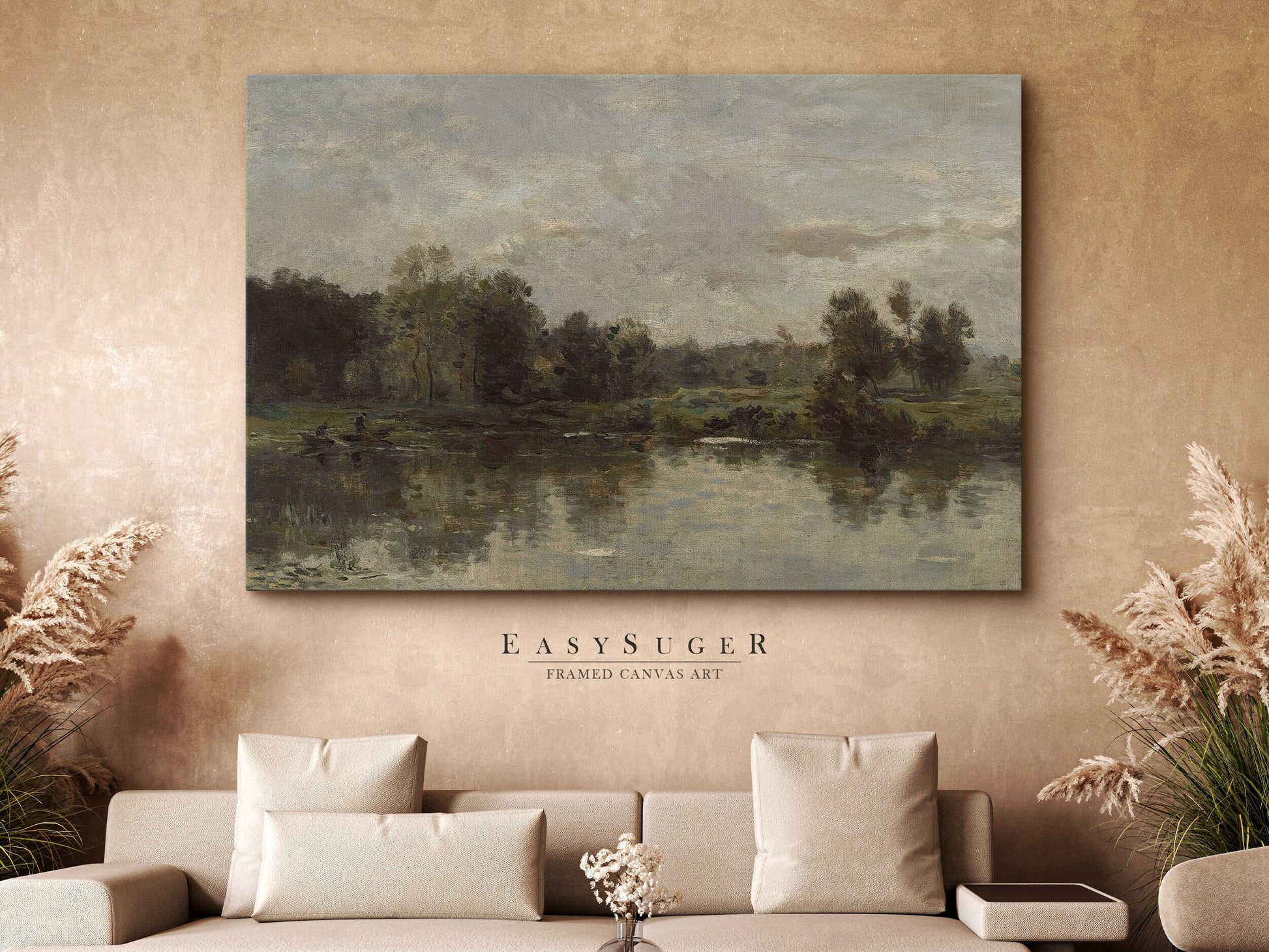 EasySuger Oil Painting Landscape Wall Art, Nature Framed Large Gallery Art, Minimalist Art Ready to Hang (with hanging kit)