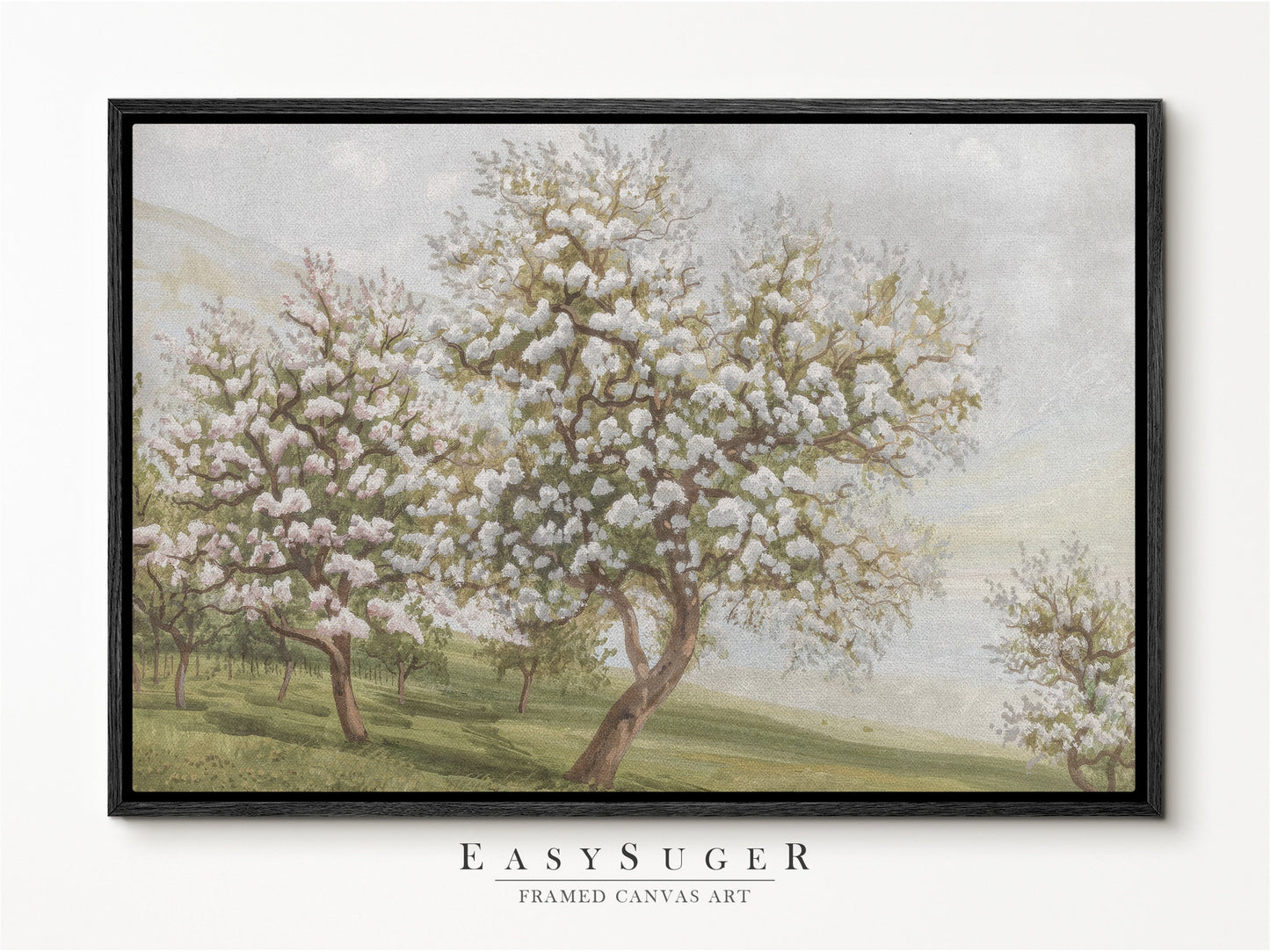 EasySuger Cherry Blossom Trees oil Painting Landscape Wall Art, Nature Framed Large canvas print Ready to Hang (with hanging kit)