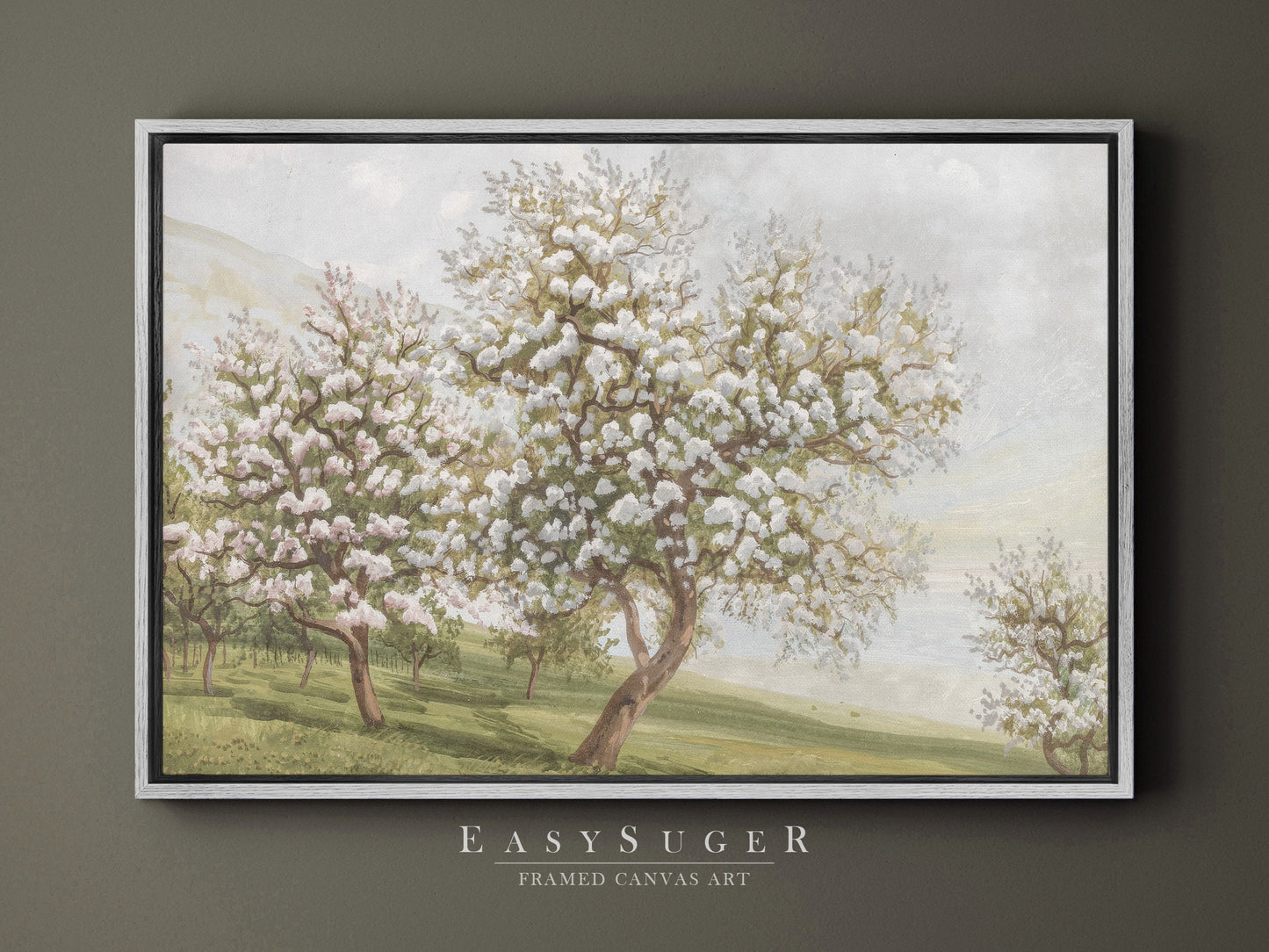 EasySuger Cherry Blossom Trees oil Painting Landscape Wall Art, Nature Framed Large canvas print Ready to Hang (with hanging kit)