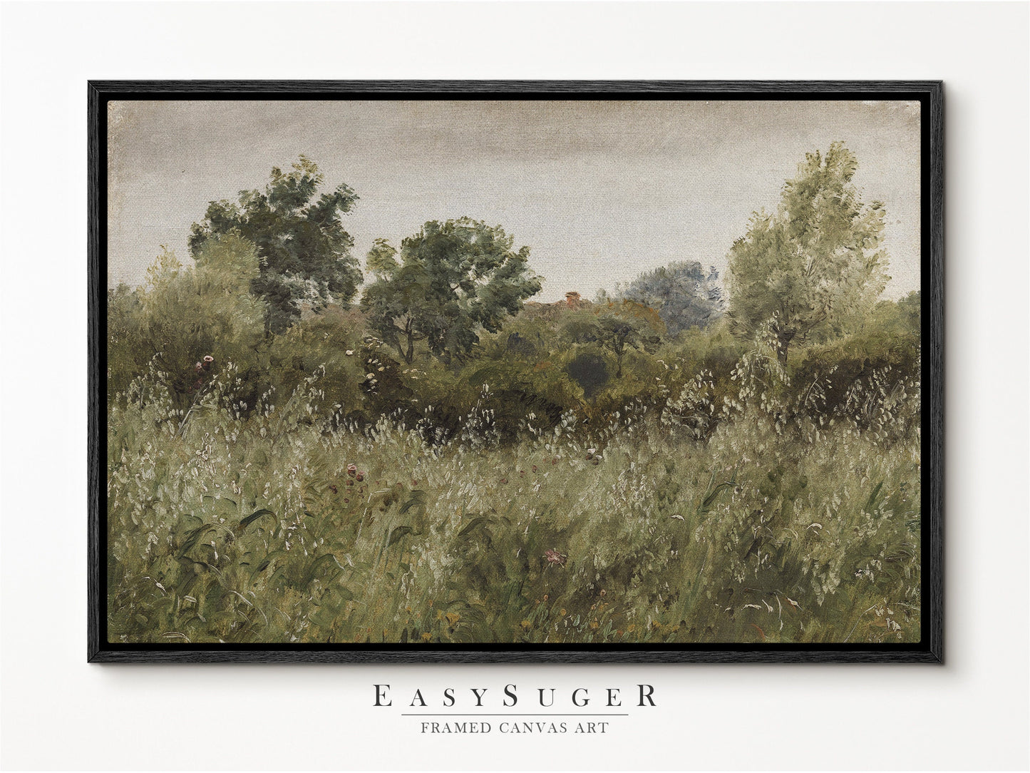 EasySuger Cottage Landscape Painting Print on Framed Canvas Wall Art with hanging kit | OF12