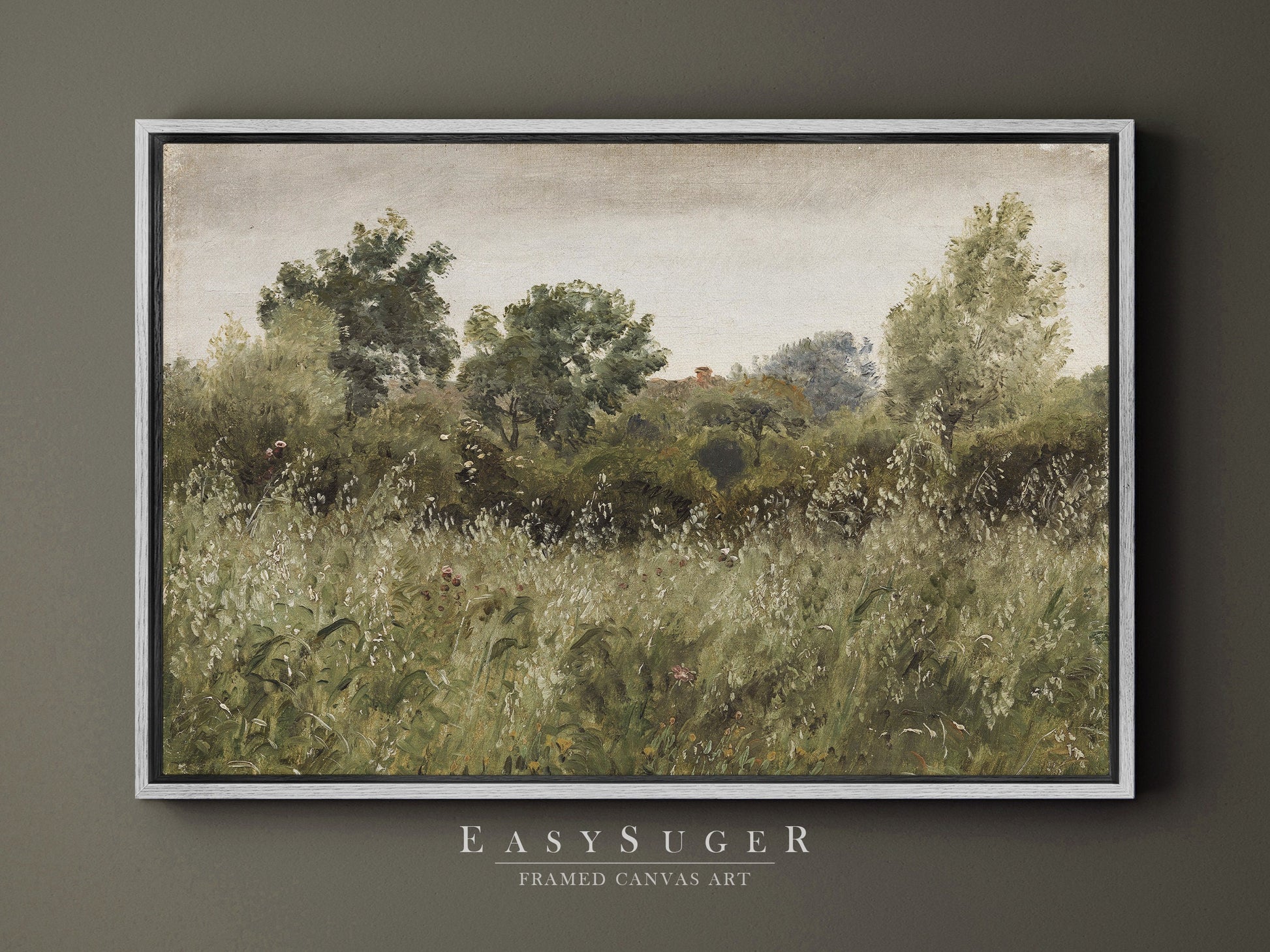 EasySuger Cottage Landscape Painting Print on Framed Canvas Wall Art with hanging kit | OF12