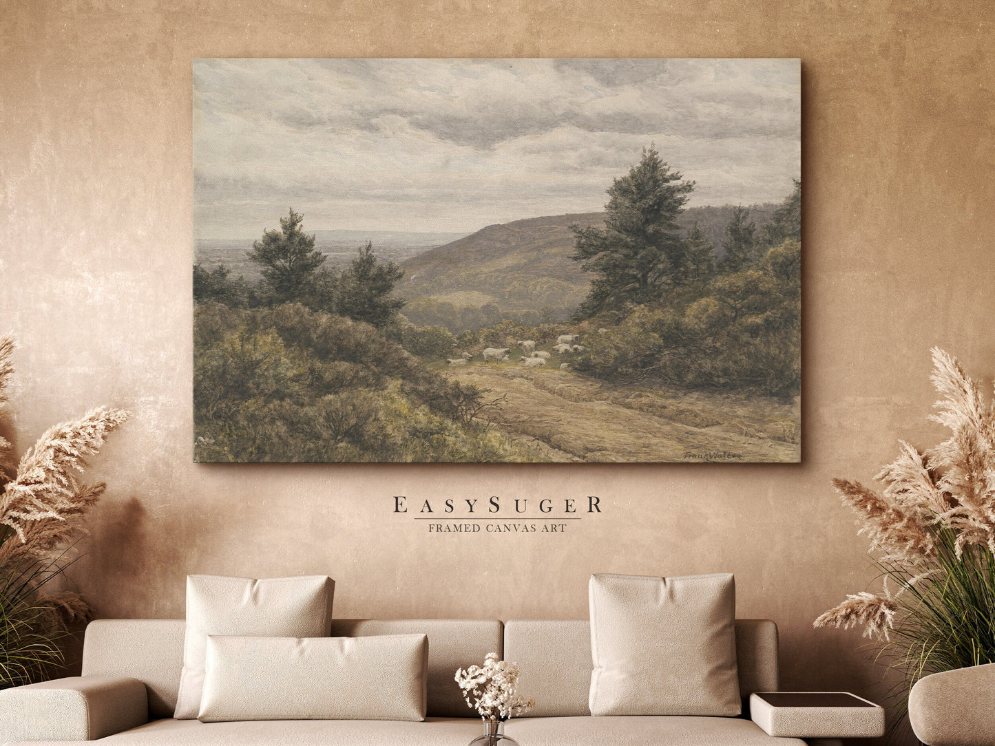 EasySuger Oil Painting Landscape Wall Art, Nature Framed Large Gallery Art, Minimalist Art Ready to Hang (with hanging kit) FLD-55