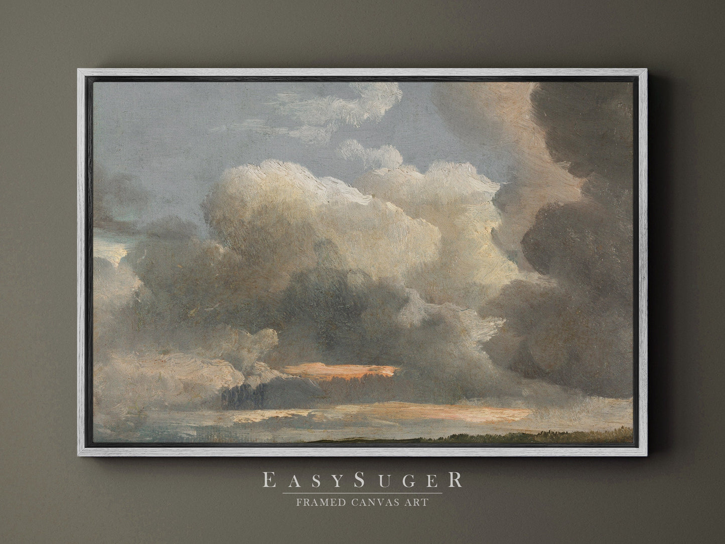 EasySuger Cloud Study Canvas Print, Oil Painting Nature Framed Large Gallery Art, Minimalist Art with hanging kit | CL94