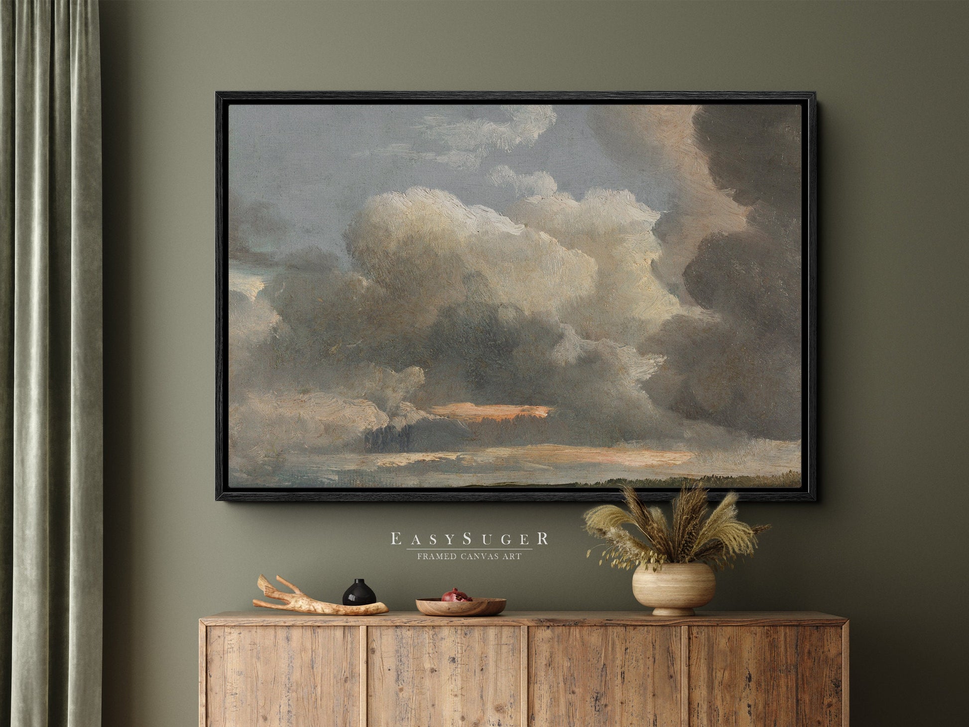 EasySuger Cloud Study Canvas Print, Oil Painting Nature Framed Large Gallery Art, Minimalist Art with hanging kit | CL94