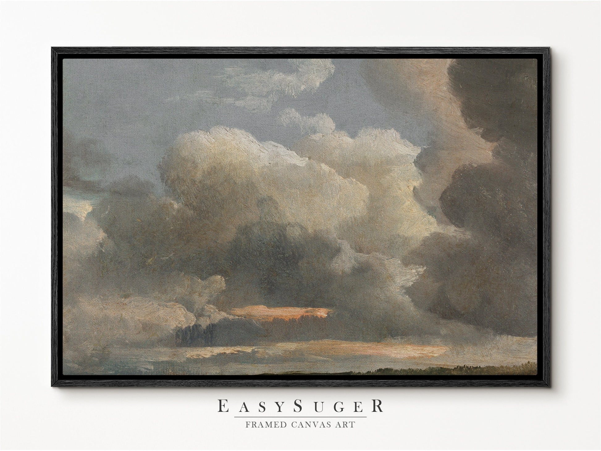 EasySuger Cloud Study Canvas Print, Oil Painting Nature Framed Large Gallery Art, Minimalist Art with hanging kit | CL94