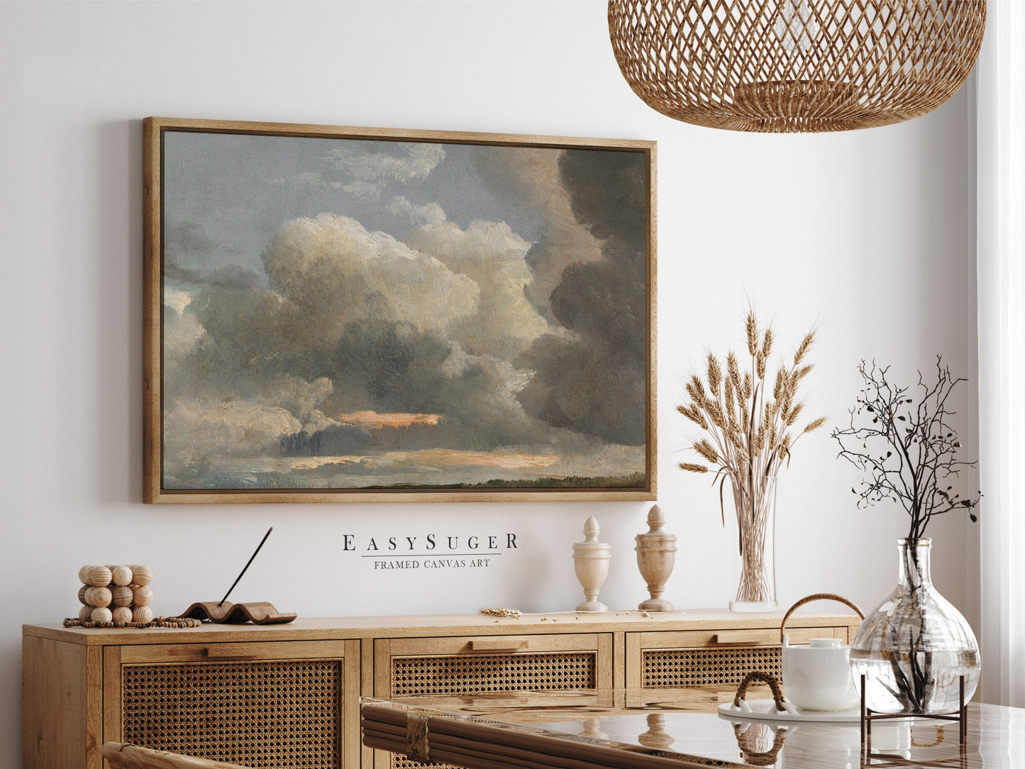 EasySuger Cloud Study Canvas Print, Oil Painting Nature Framed Large Gallery Art, Minimalist Art with hanging kit | CL94