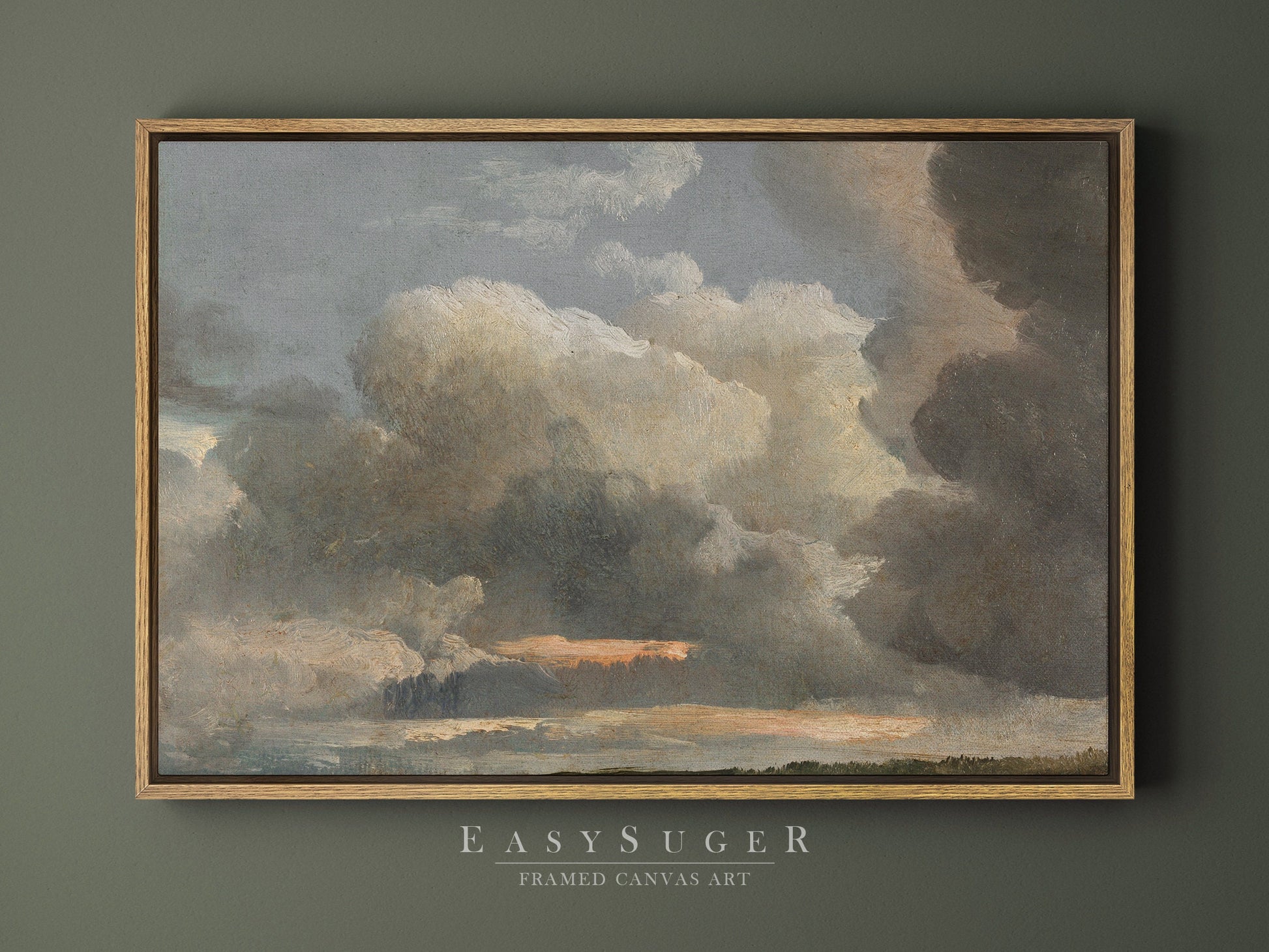 EasySuger Cloud Study Canvas Print, Oil Painting Nature Framed Large Gallery Art, Minimalist Art with hanging kit | CL94