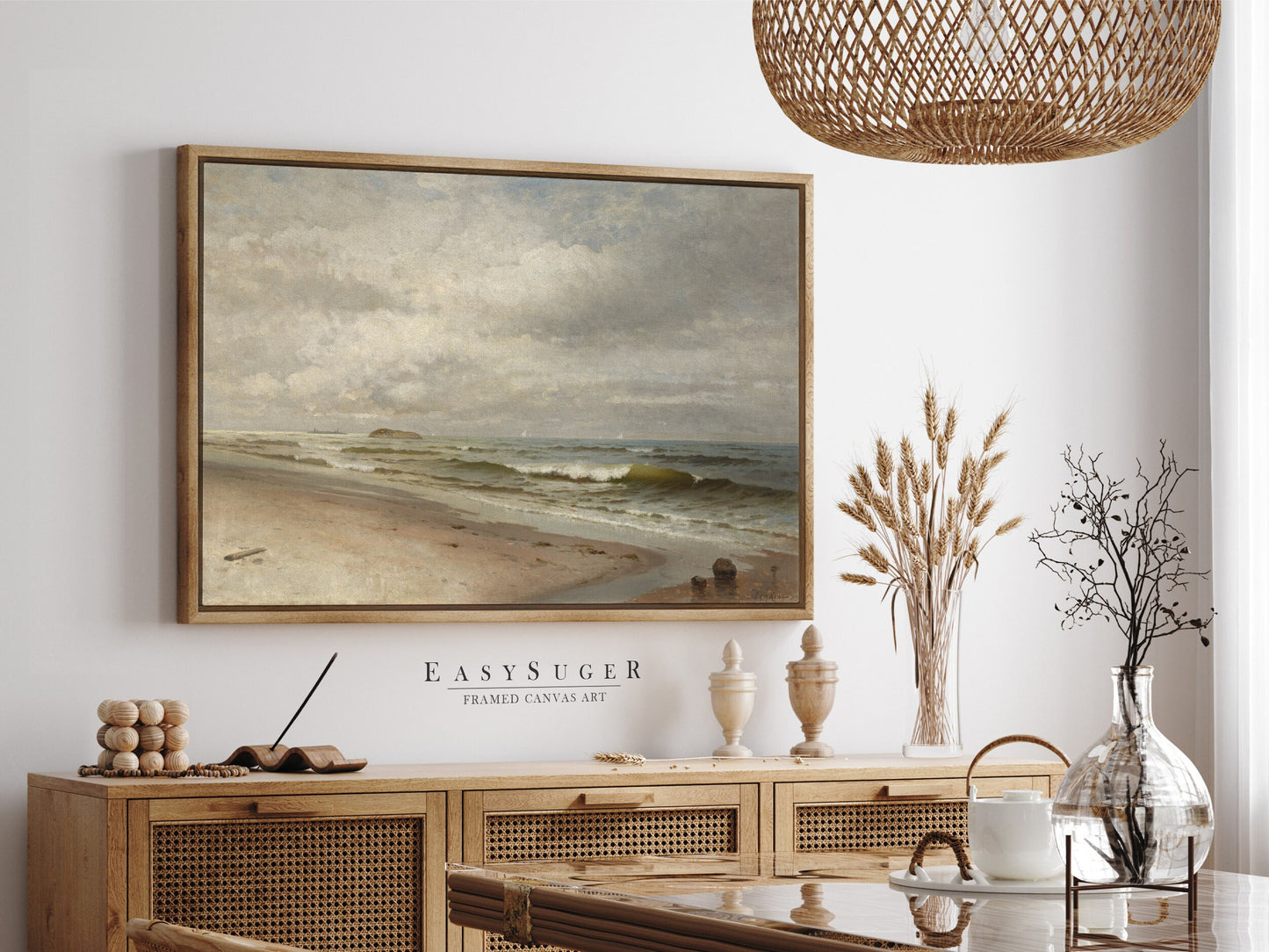 EasySuger Vintage Seascape Wall Art, Vintage Ship Painting Gallery Art, Minimalist Art Ready to Hang | BC21