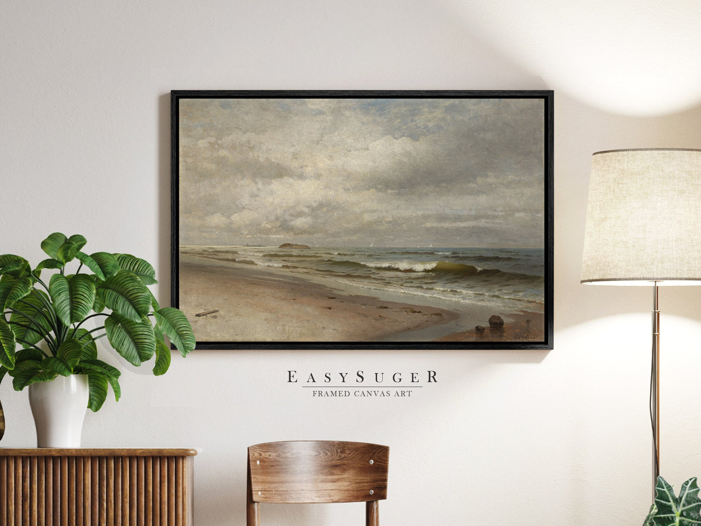 EasySuger Vintage Seascape Wall Art, Vintage Ship Painting Gallery Art, Minimalist Art Ready to Hang | BC21