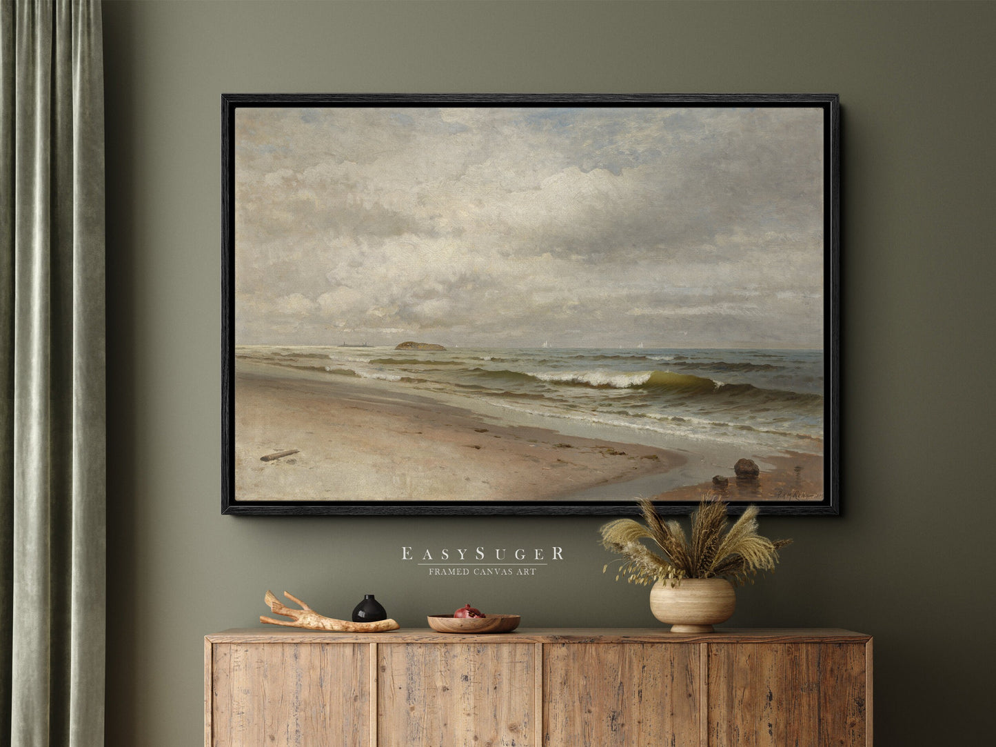 EasySuger Vintage Seascape Wall Art, Vintage Ship Painting Gallery Art, Minimalist Art Ready to Hang | BC21