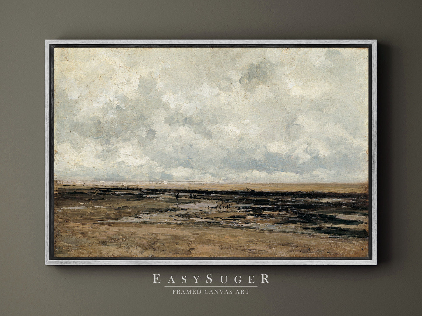 EasySuger Vintage Seascape Wall Art, Vintage Ship Painting Gallery Art, Minimalist Art Ready to Hang (with hanging kit)