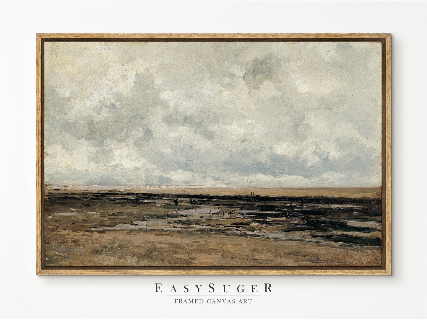 EasySuger Vintage Seascape Wall Art, Vintage Ship Painting Gallery Art, Minimalist Art Ready to Hang (with hanging kit)