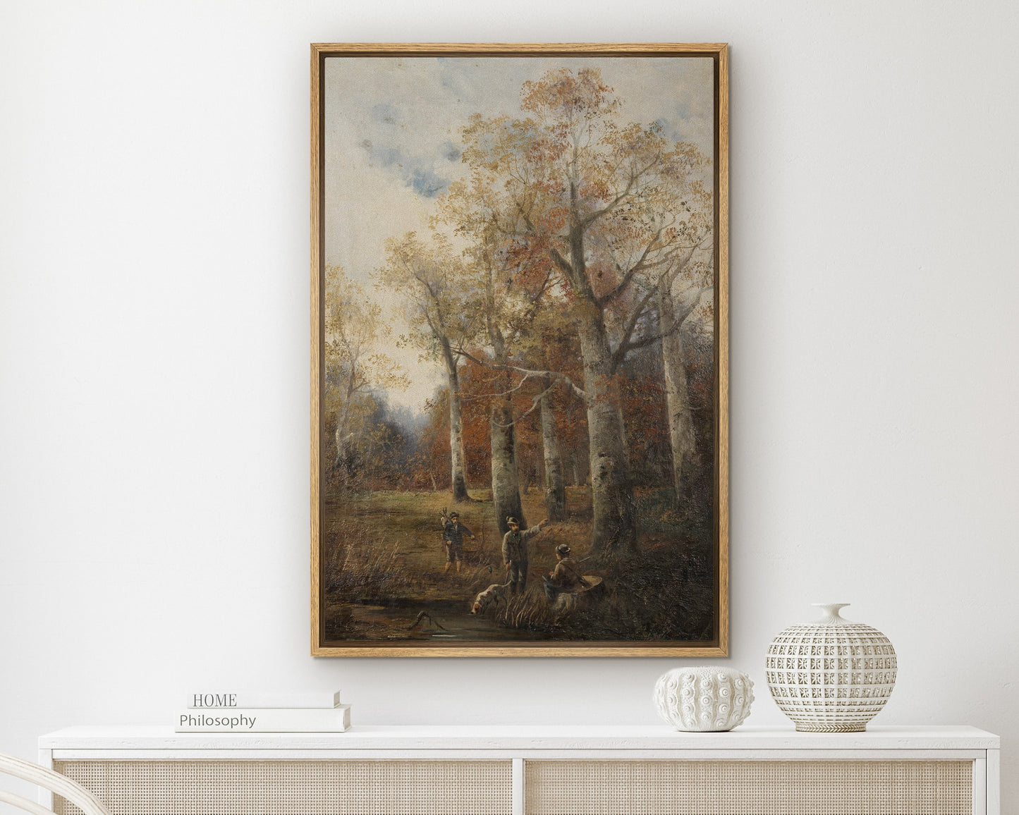 EasySuger Autumn Landscape with Hunters Landscape Wall Art, Nature Framed Large Gallery Art, Minimalist Art Ready to Hang |AU2