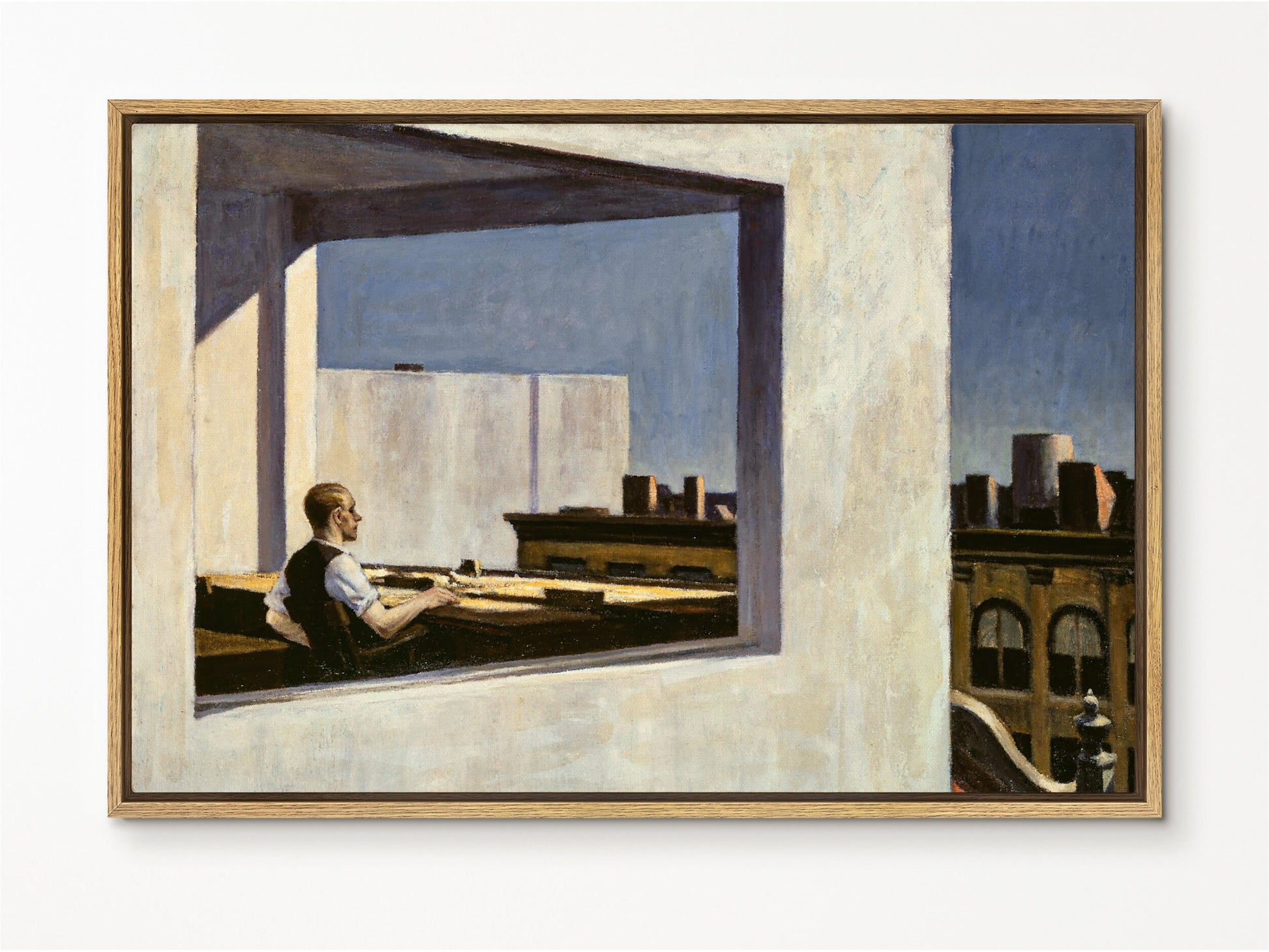 Edward Hopper Office in a Small City | Large Framed Canvas Print with hanging kit