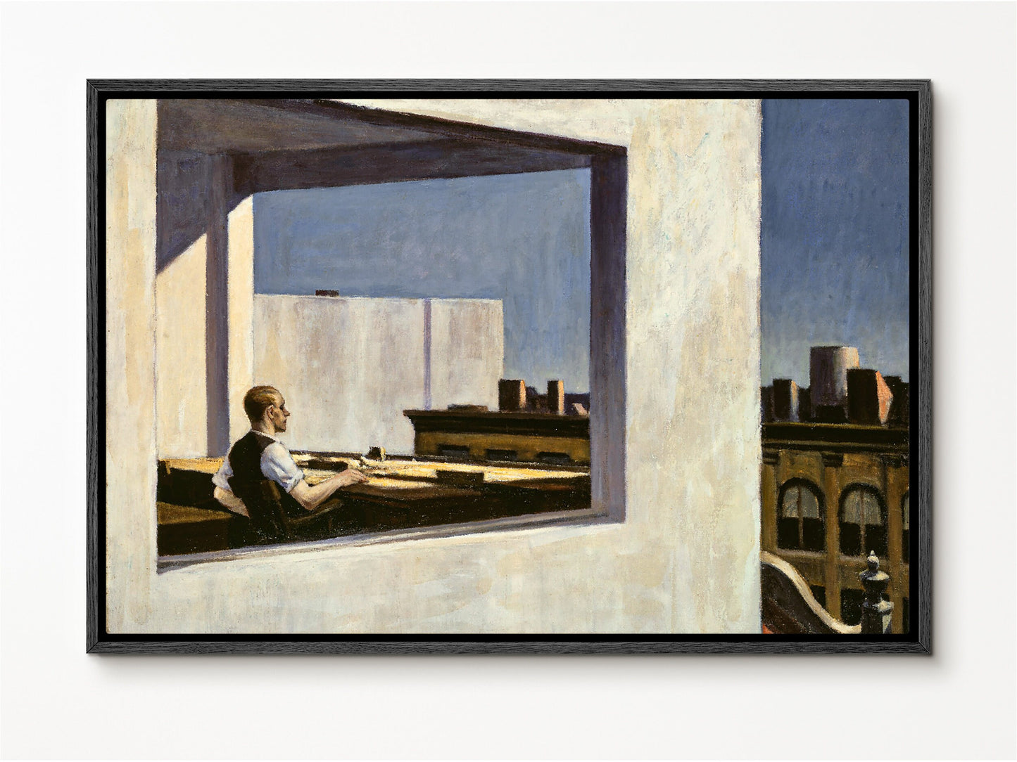 Edward Hopper Office in a Small City | Large Framed Canvas Print with hanging kit