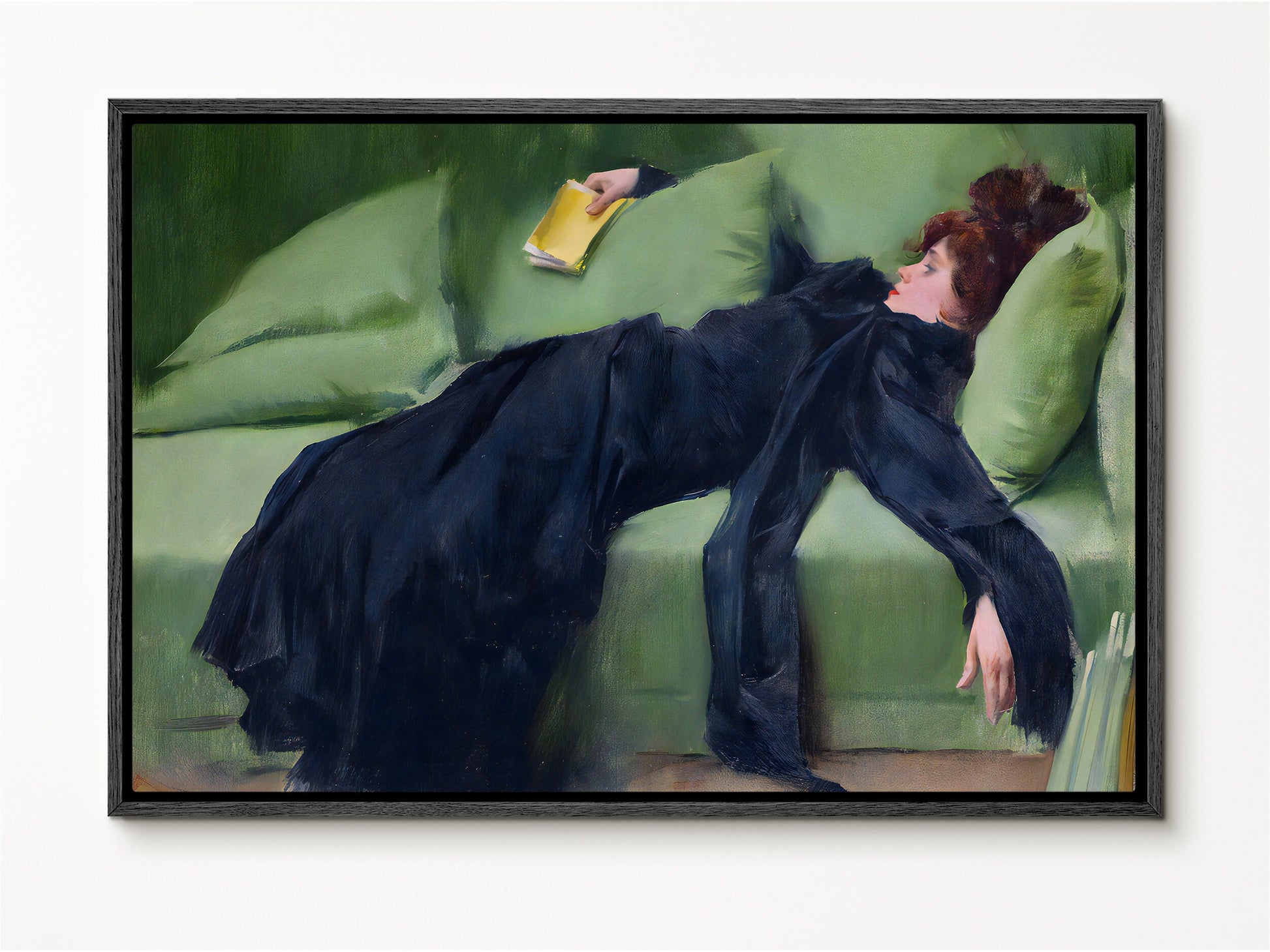 Decadent Girl by Ramon casas | Large Framed Canvas Print with hanging kit GG-56