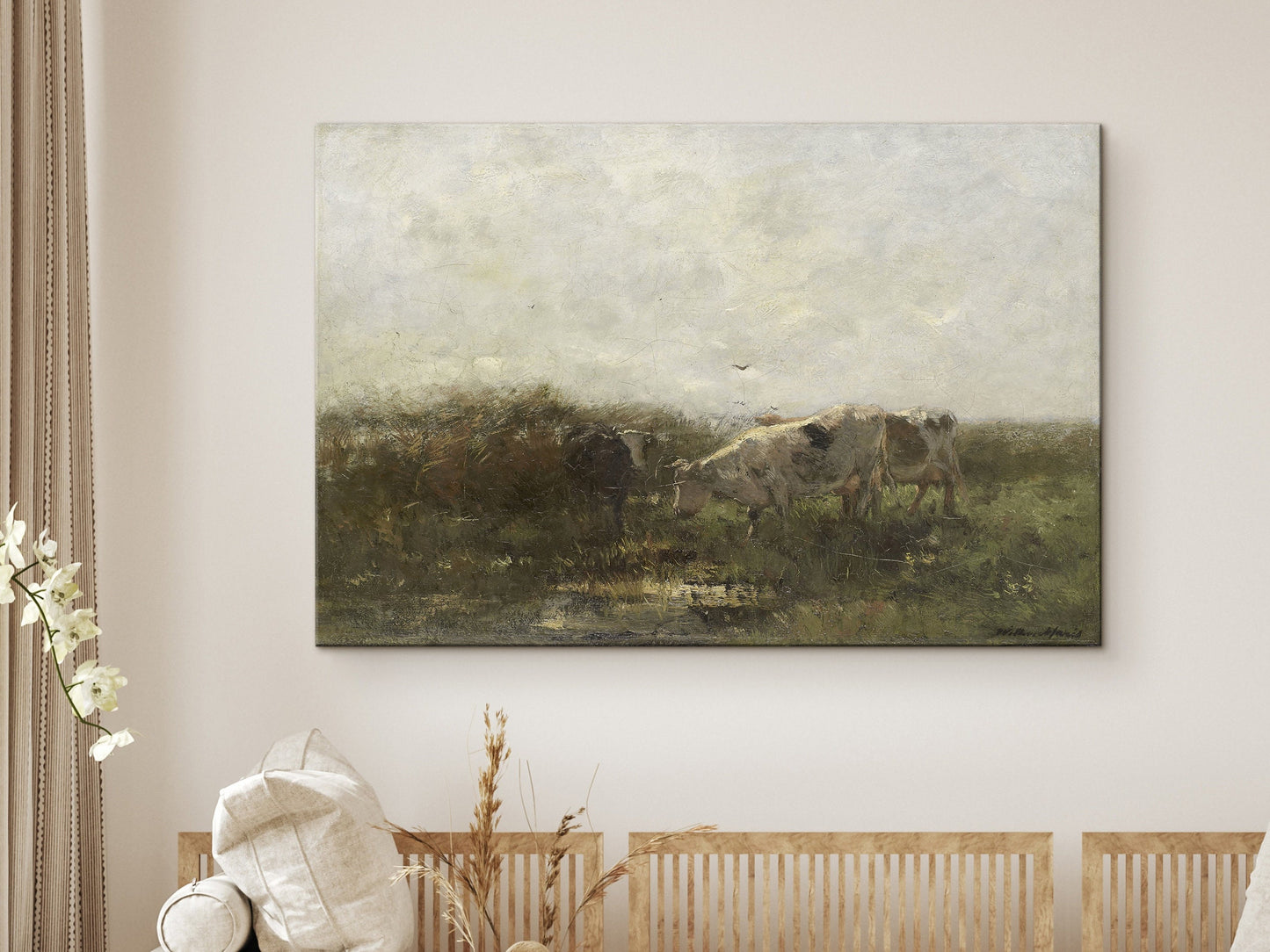 Cows grazing Framed Canvas Print | Large Framed Canvas Print with hanging kit