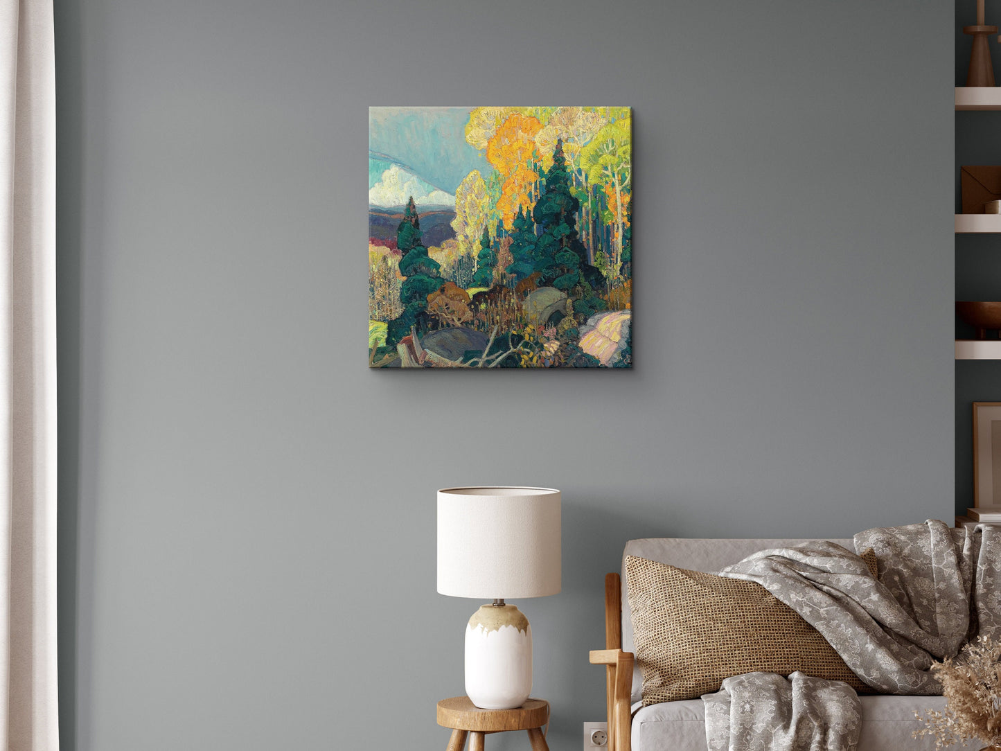 SouthandArt Hillside Wall art | Impressionist Framed Canvas with hanging kit | AH59