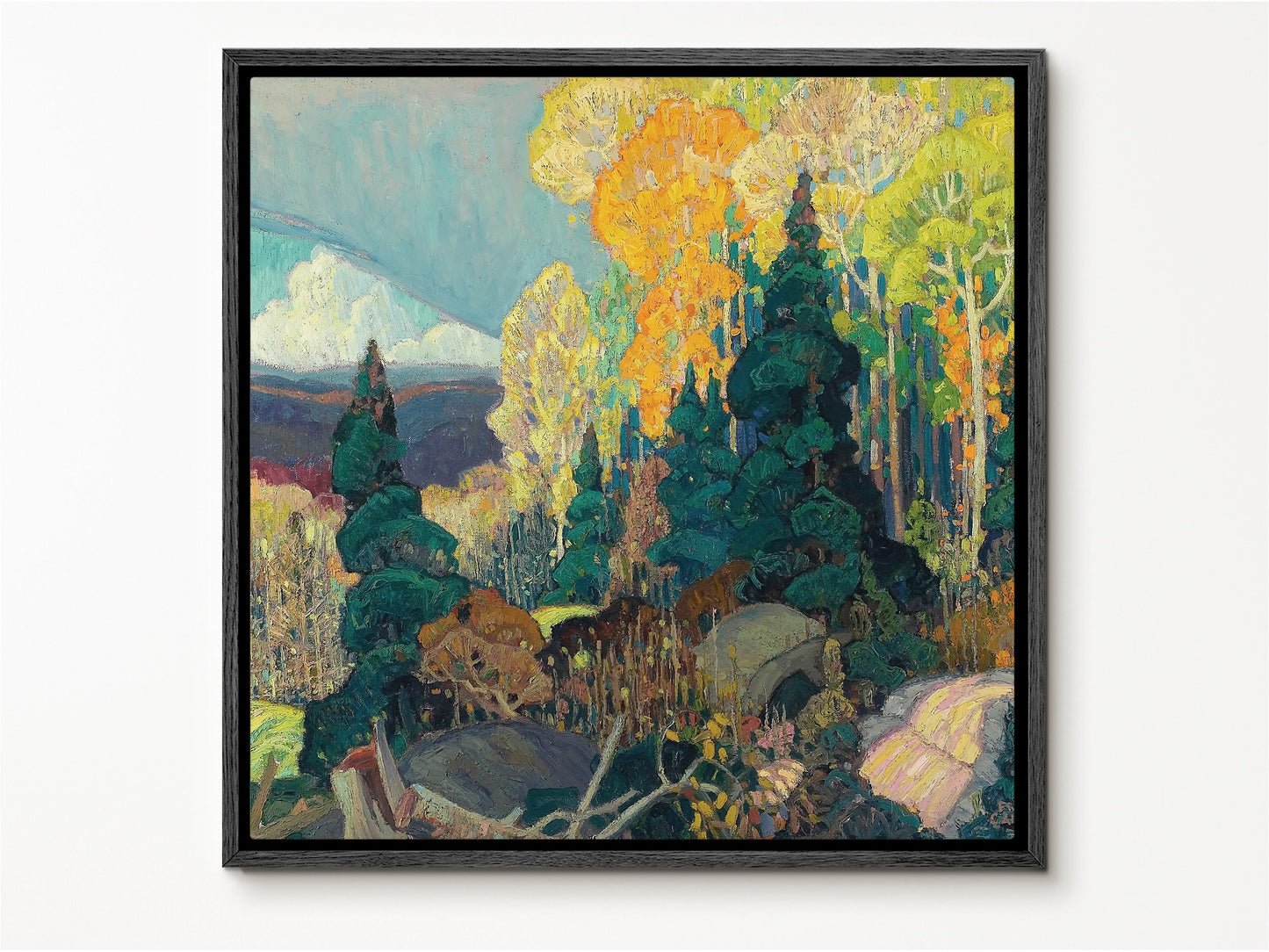 SouthandArt Hillside Wall art | Impressionist Framed Canvas with hanging kit | AH59