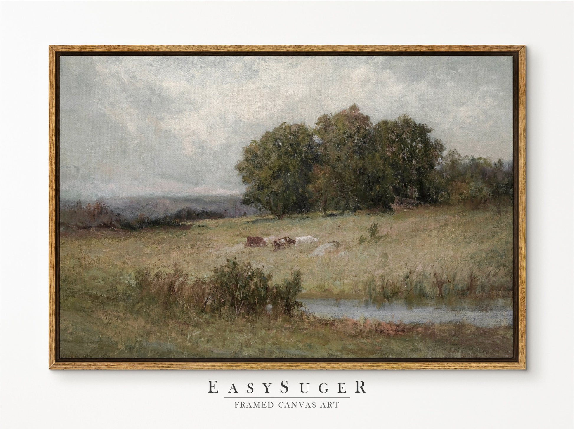 EasySuger Oil Painting Landscape Wall Art, Nature Framed Large Gallery Art, Minimalist Art Ready to Hang | VT35