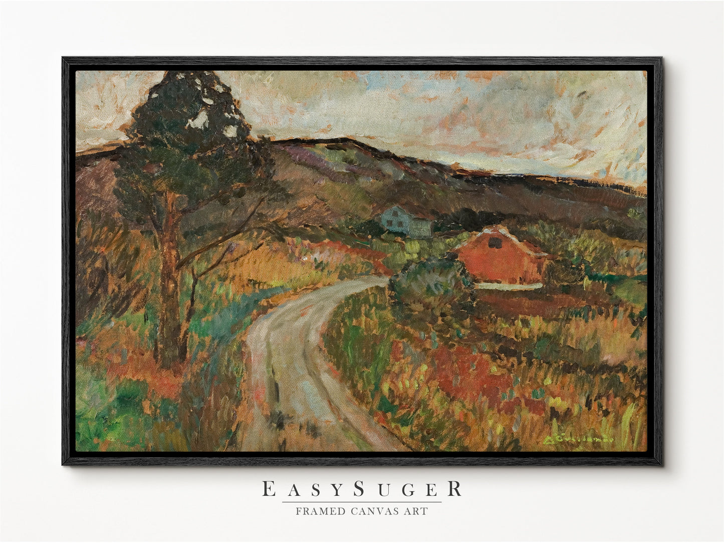 EasySuger Oil Painting Country Landscape Wall Art, Nature Framed Large Gallery Art, Minimalist Art Ready to Hang | MP96