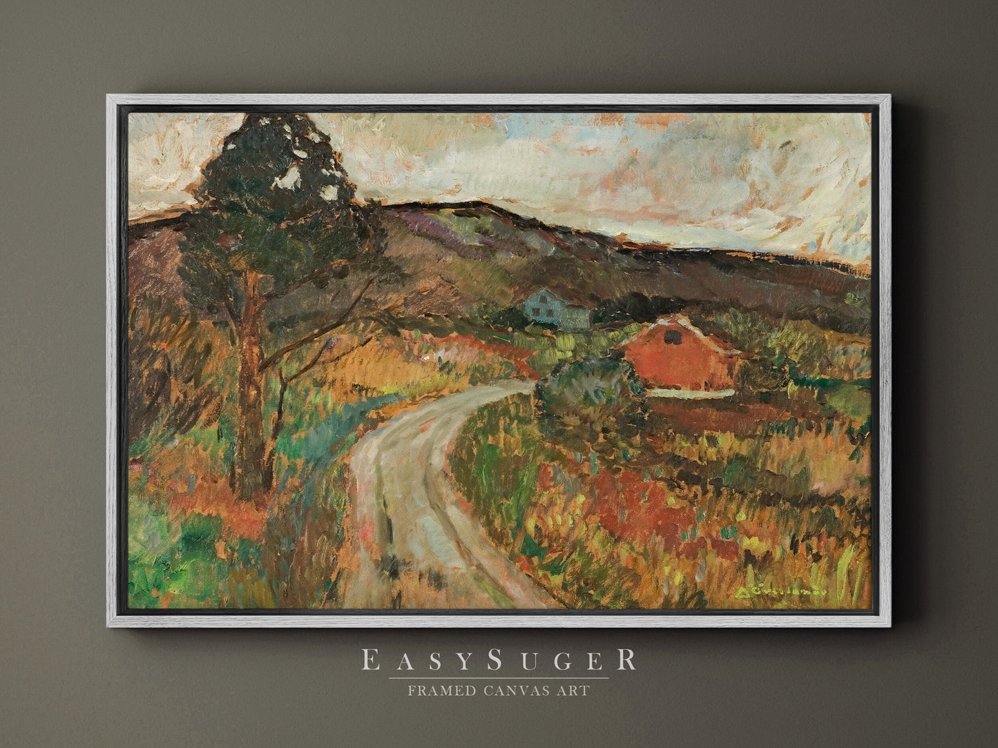 EasySuger Oil Painting Country Landscape Wall Art, Nature Framed Large Gallery Art, Minimalist Art Ready to Hang | MP96