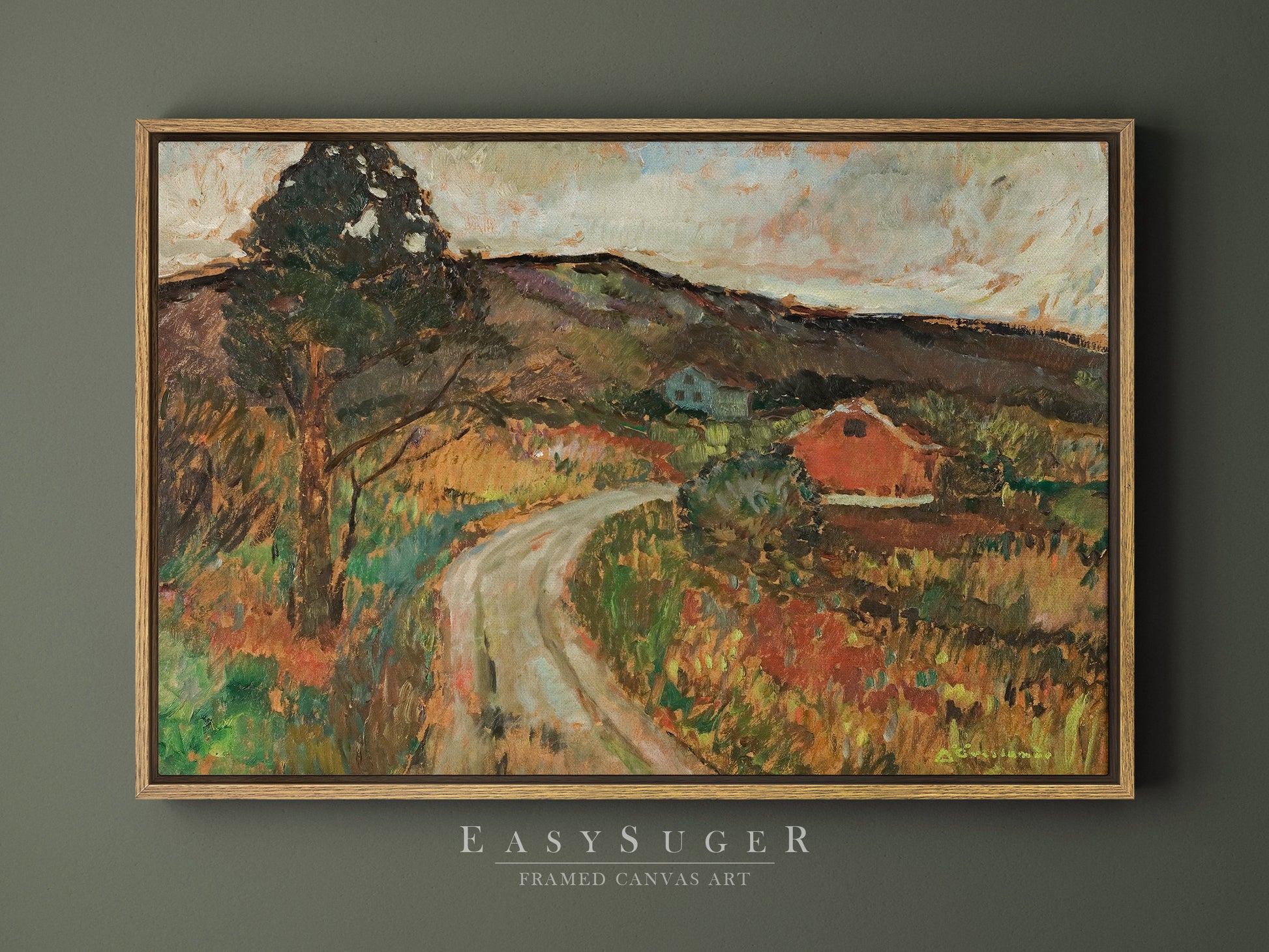 EasySuger Oil Painting Country Landscape Wall Art, Nature Framed Large Gallery Art, Minimalist Art Ready to Hang | MP96