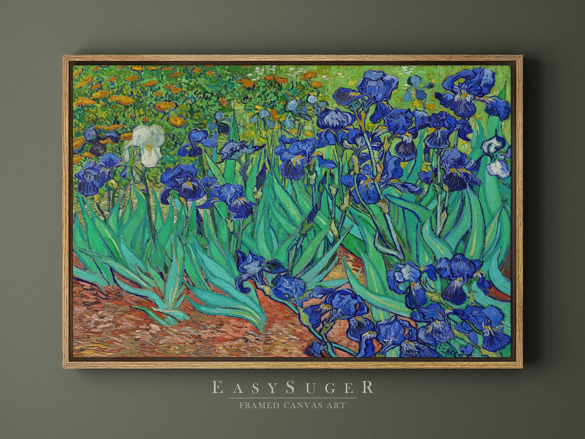 EasySuger Iris 1889 by Vincent Van Gogh Wall Art | Framed Canvas Wall Art for living room and bedroom