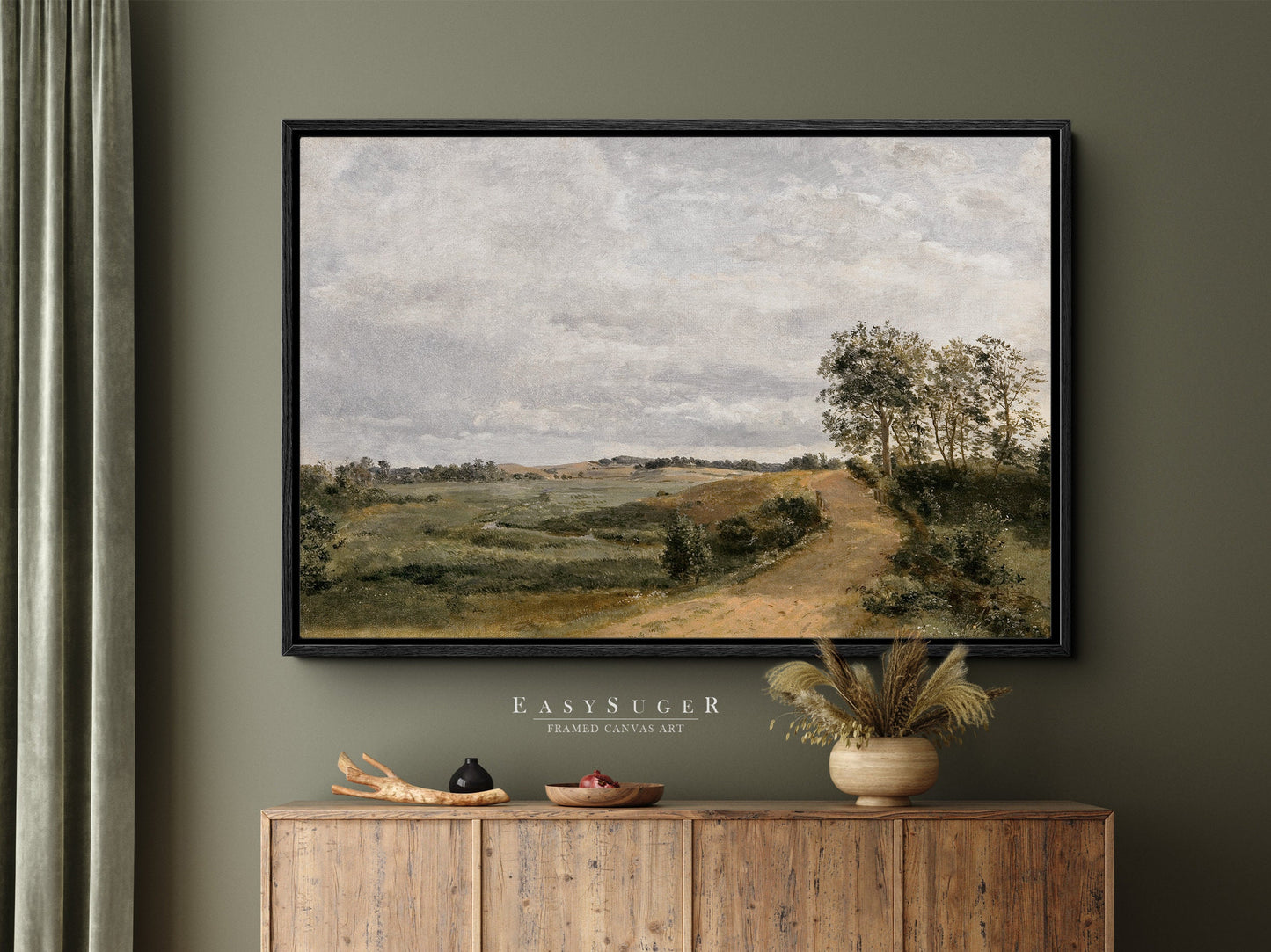 EasySuger Vintage Landscape Wall Art Print, Nature Framed Large Gallery Art, Minimalist Art Ready to Hang (with hanging kit)