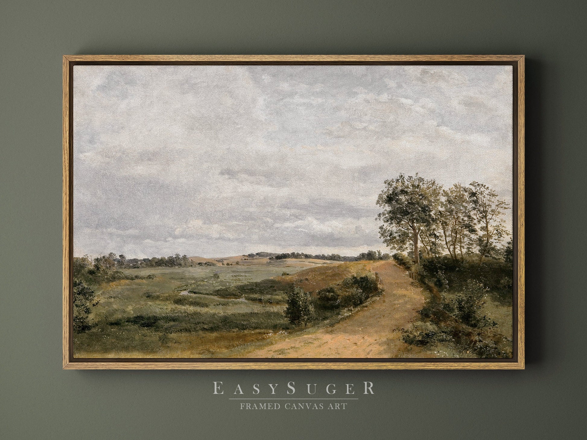 EasySuger Vintage Landscape Wall Art Print, Nature Framed Large Gallery Art, Minimalist Art Ready to Hang (with hanging kit)