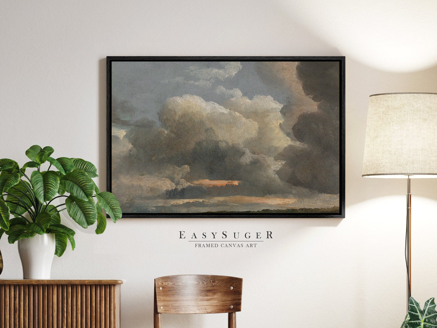 EasySuger Cloud Study Canvas Print, Oil Painting Nature Framed Large Gallery Art, Minimalist Art with hanging kit | CL94