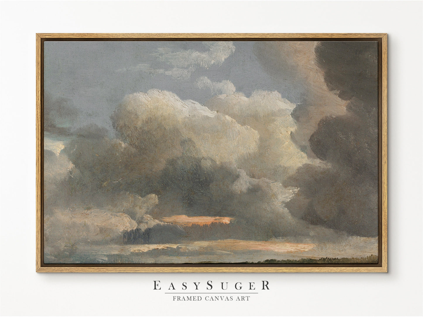 EasySuger Cloud Study Canvas Print, Oil Painting Nature Framed Large Gallery Art, Minimalist Art with hanging kit | CL94