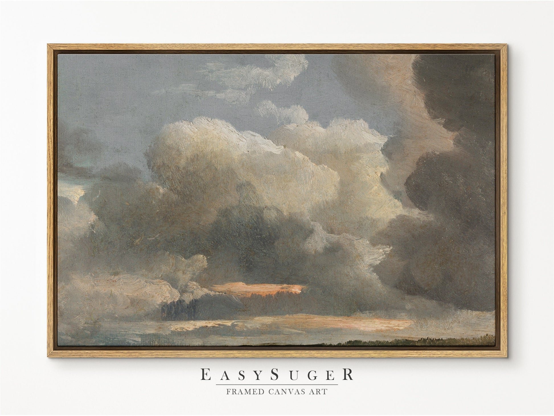 EasySuger Cloud Study Canvas Print, Oil Painting Nature Framed Large Gallery Art, Minimalist Art with hanging kit | CL94